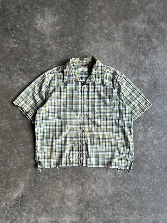 Dockers Green Cropped Plaid Button-Up - XL