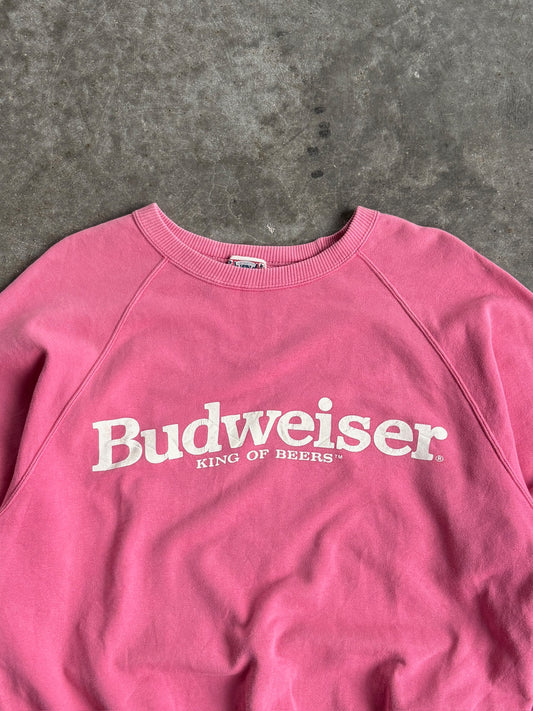 Vintage Faded Pink Budweiser Distressed Crew - M