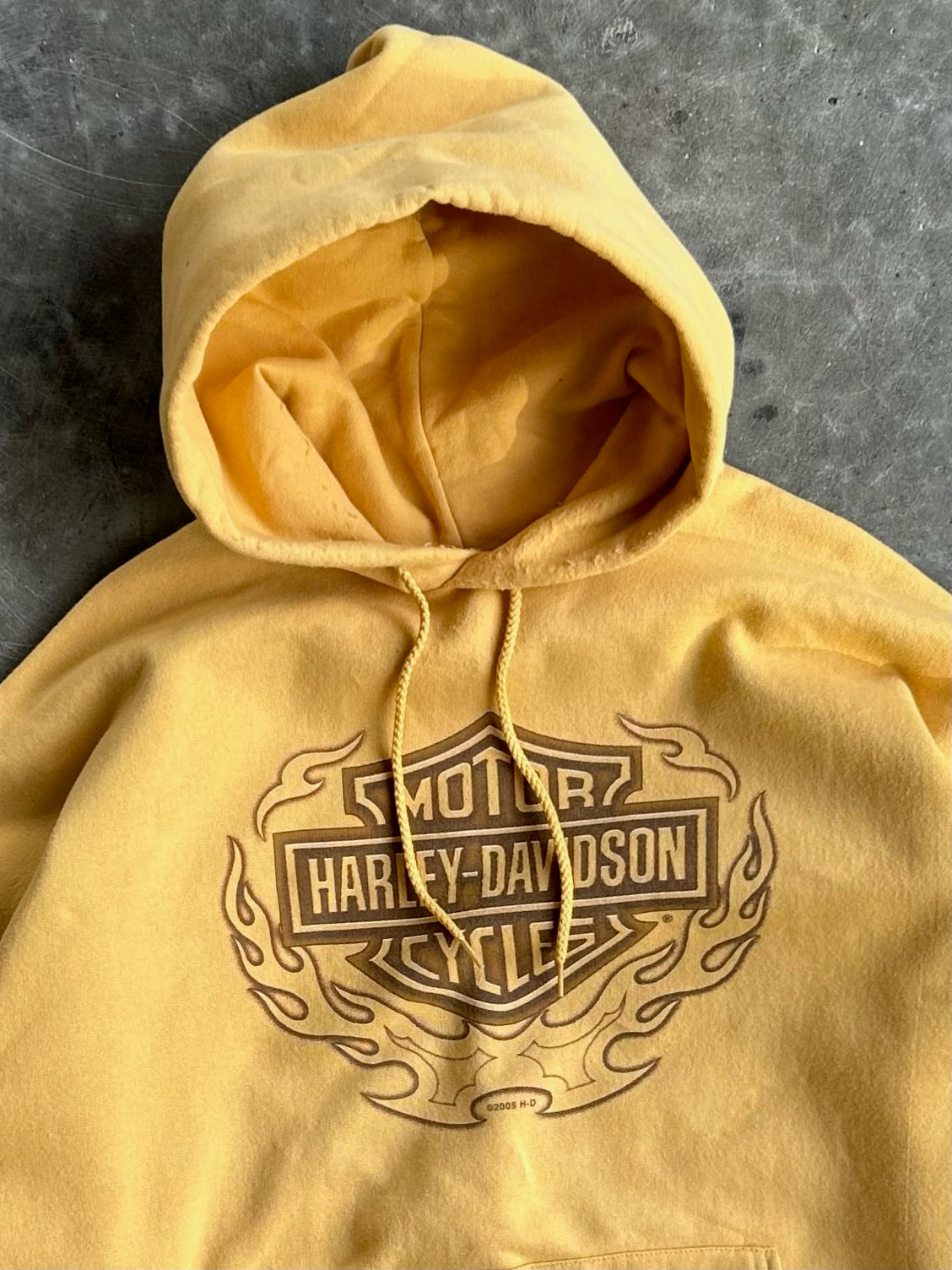 Vintage Yellow Harley Davidson Hoodie - XXL