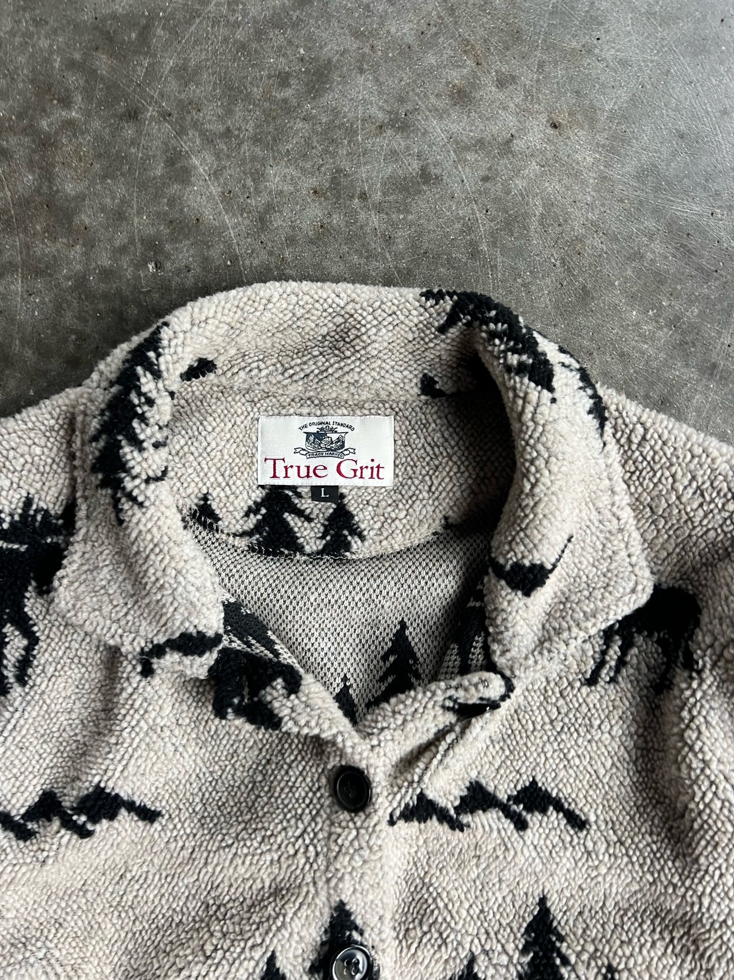 Vintage True Grit Fleece Animal Button Down - L