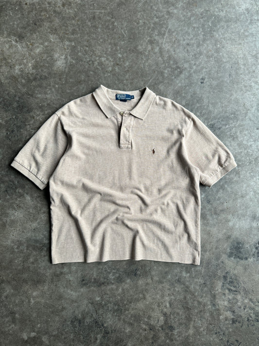 Vintage Tan Cropped Polo Shirt - XL