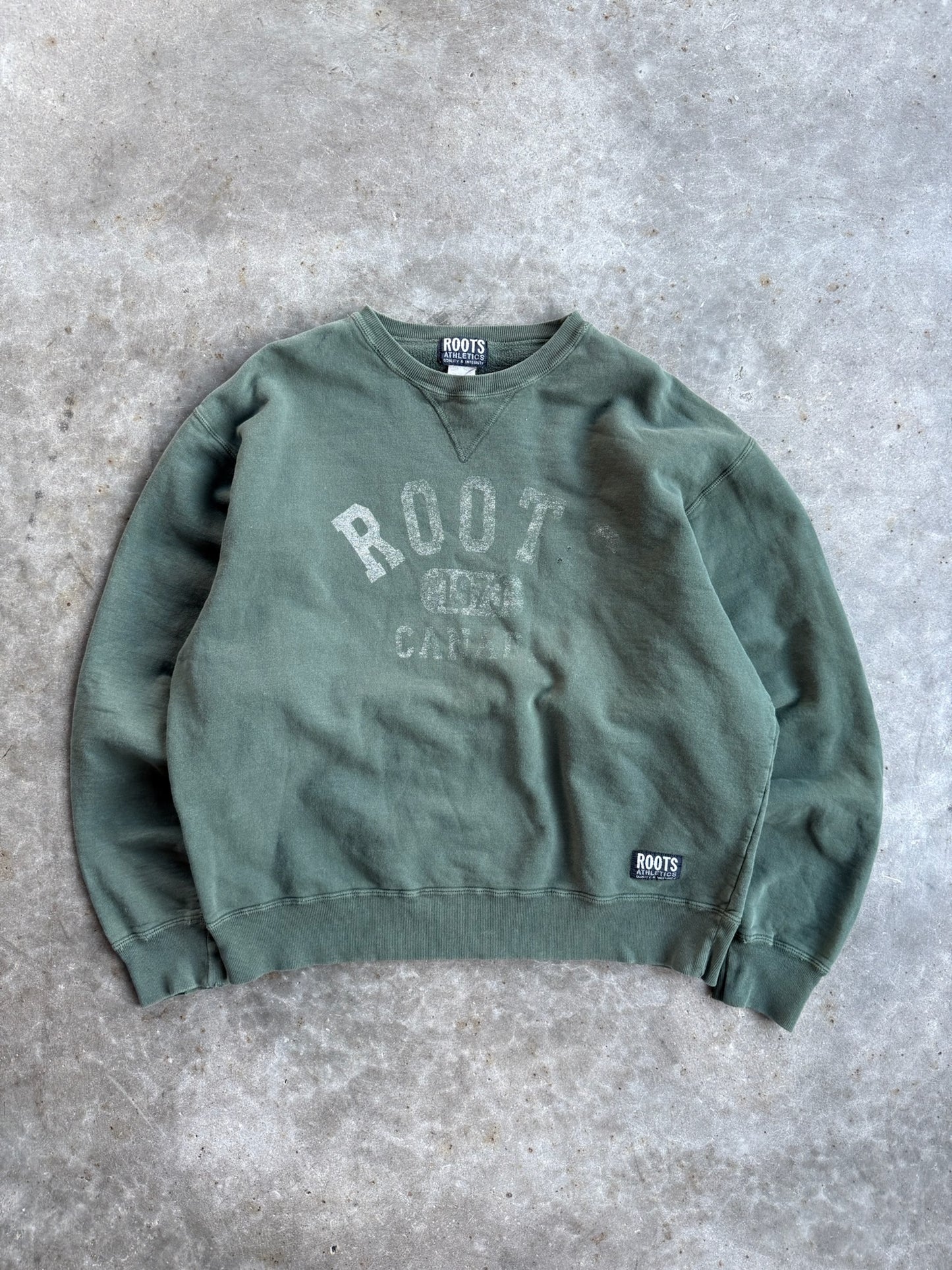 Vintage Roots Athletics Faded Green Crew - L