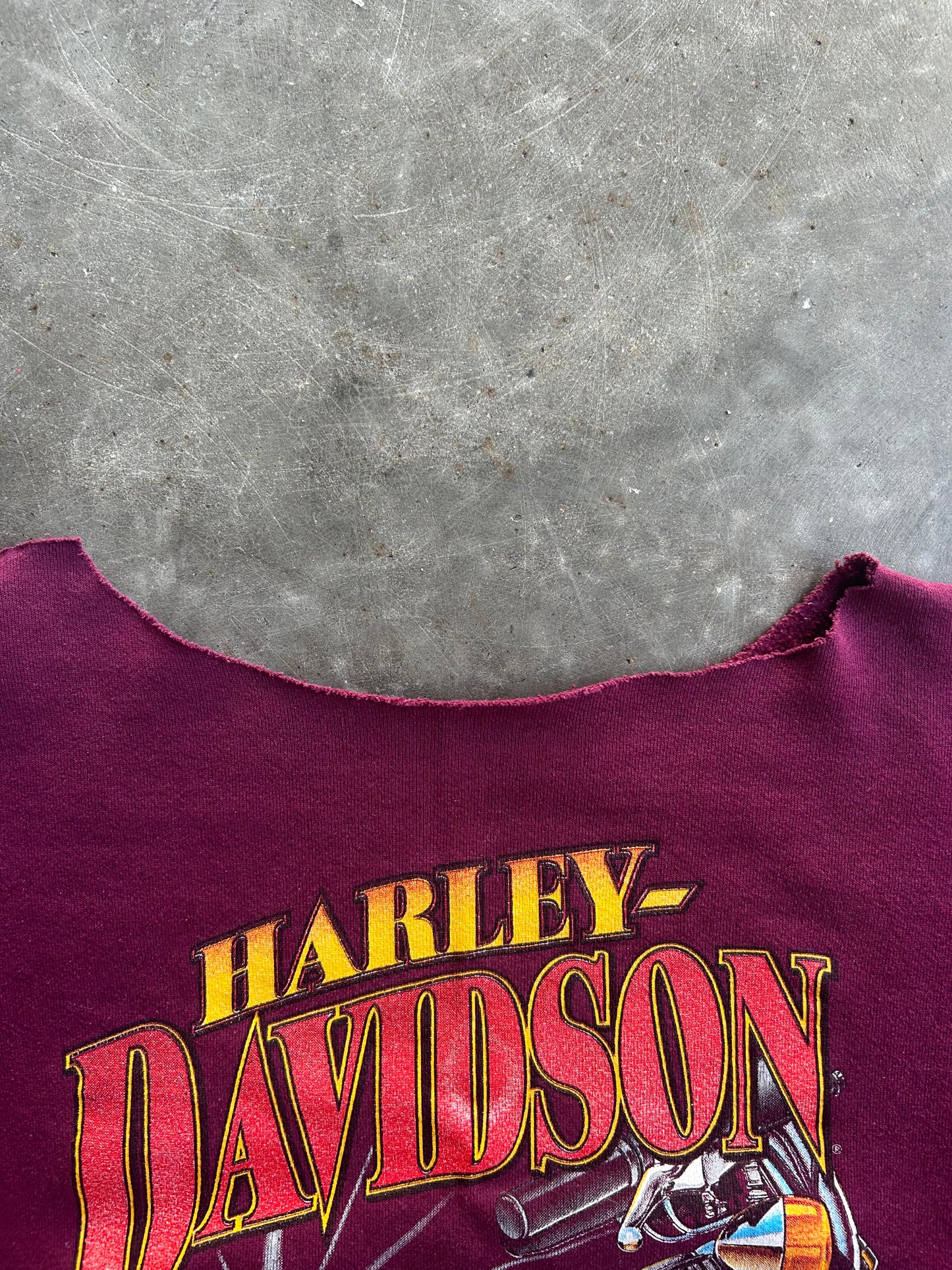 Vintage Harley Davidson Off The Shoulder Crew - L