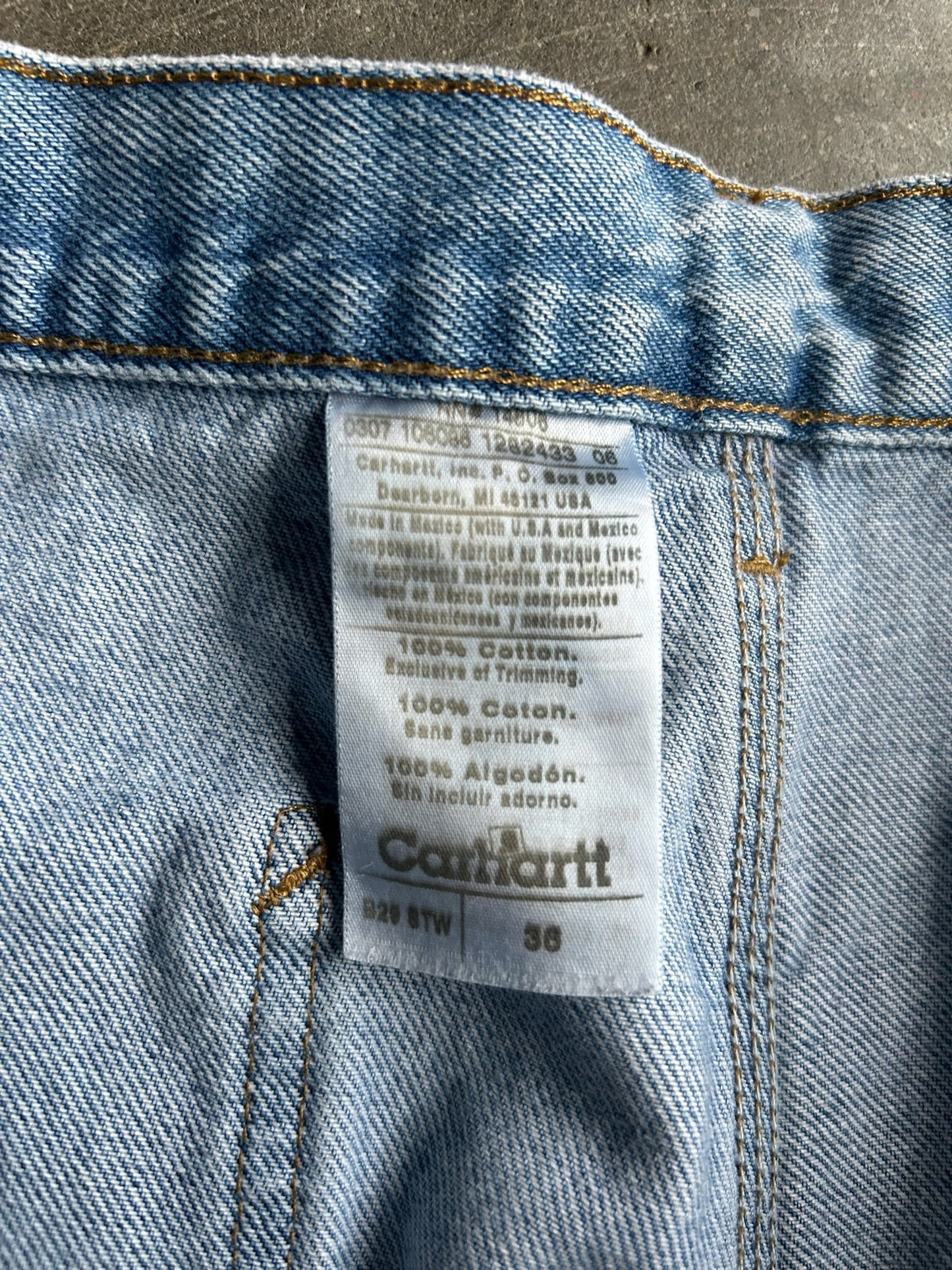 Vintage Light Faded Denim Carhartt Carpenter Shorts - 34