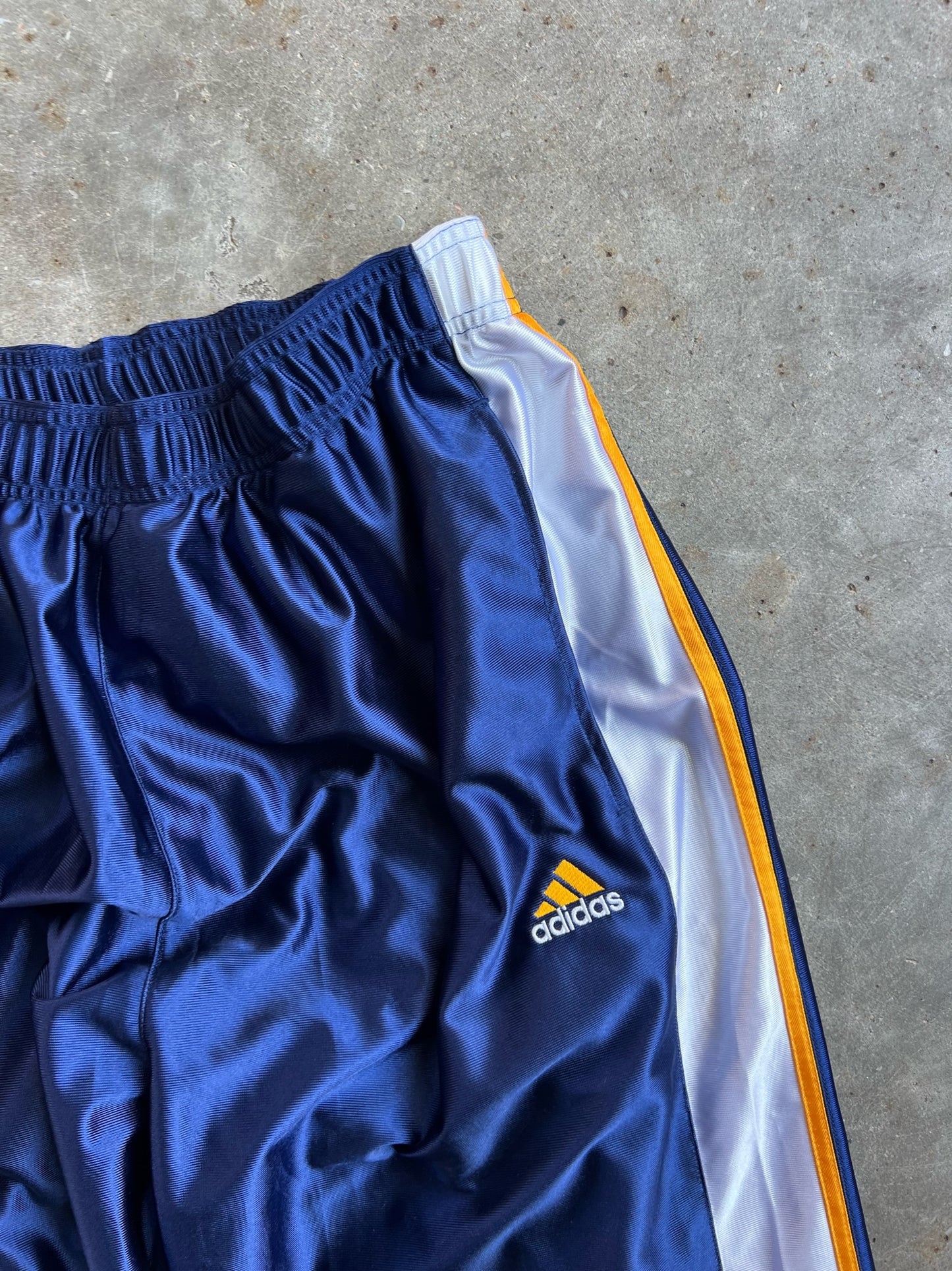 Vintage Navy/Yellow Adidas Track Pants - XL