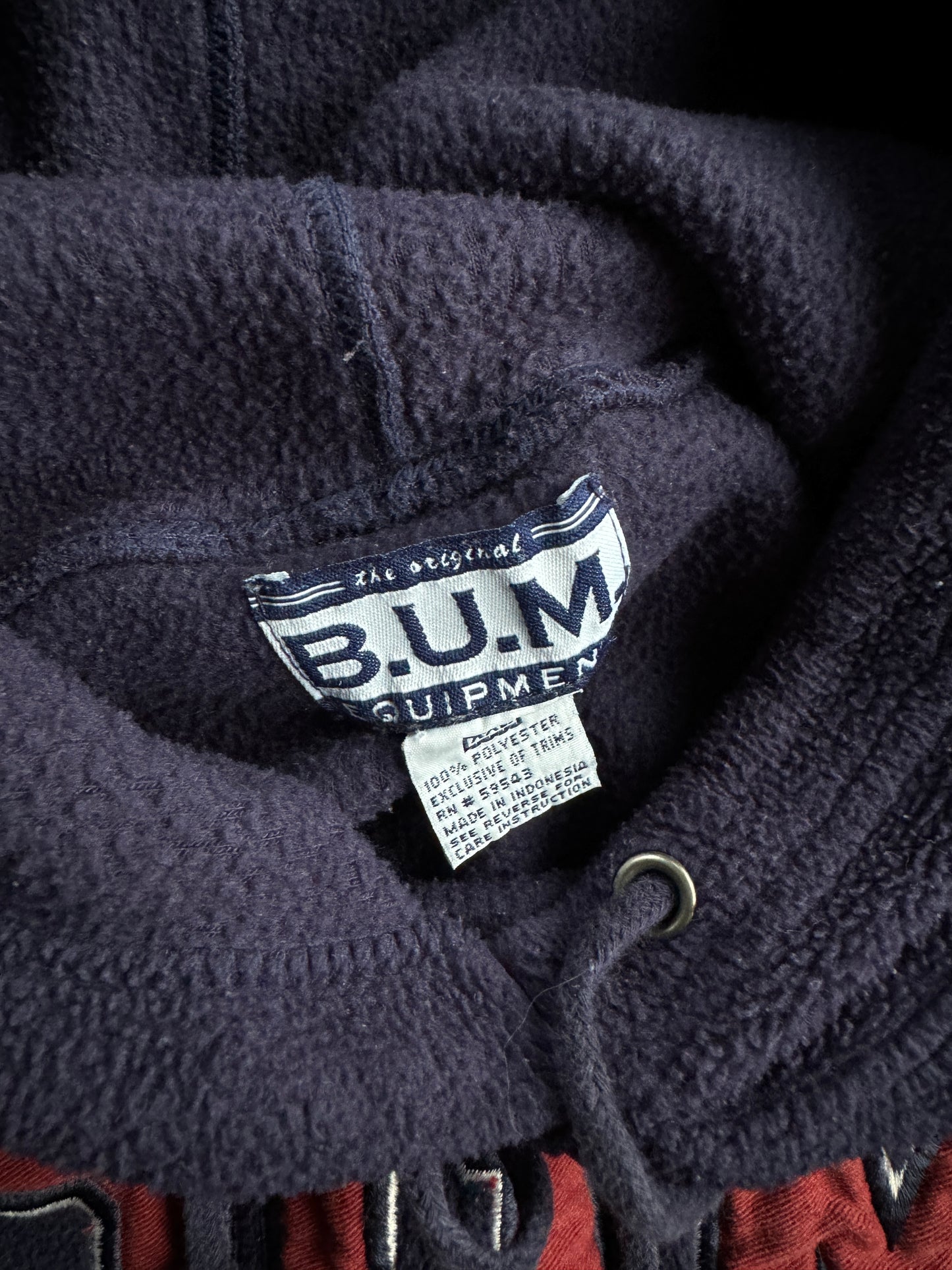 Vintage BUM Equipment Navy Fleece Hoodie - XXL