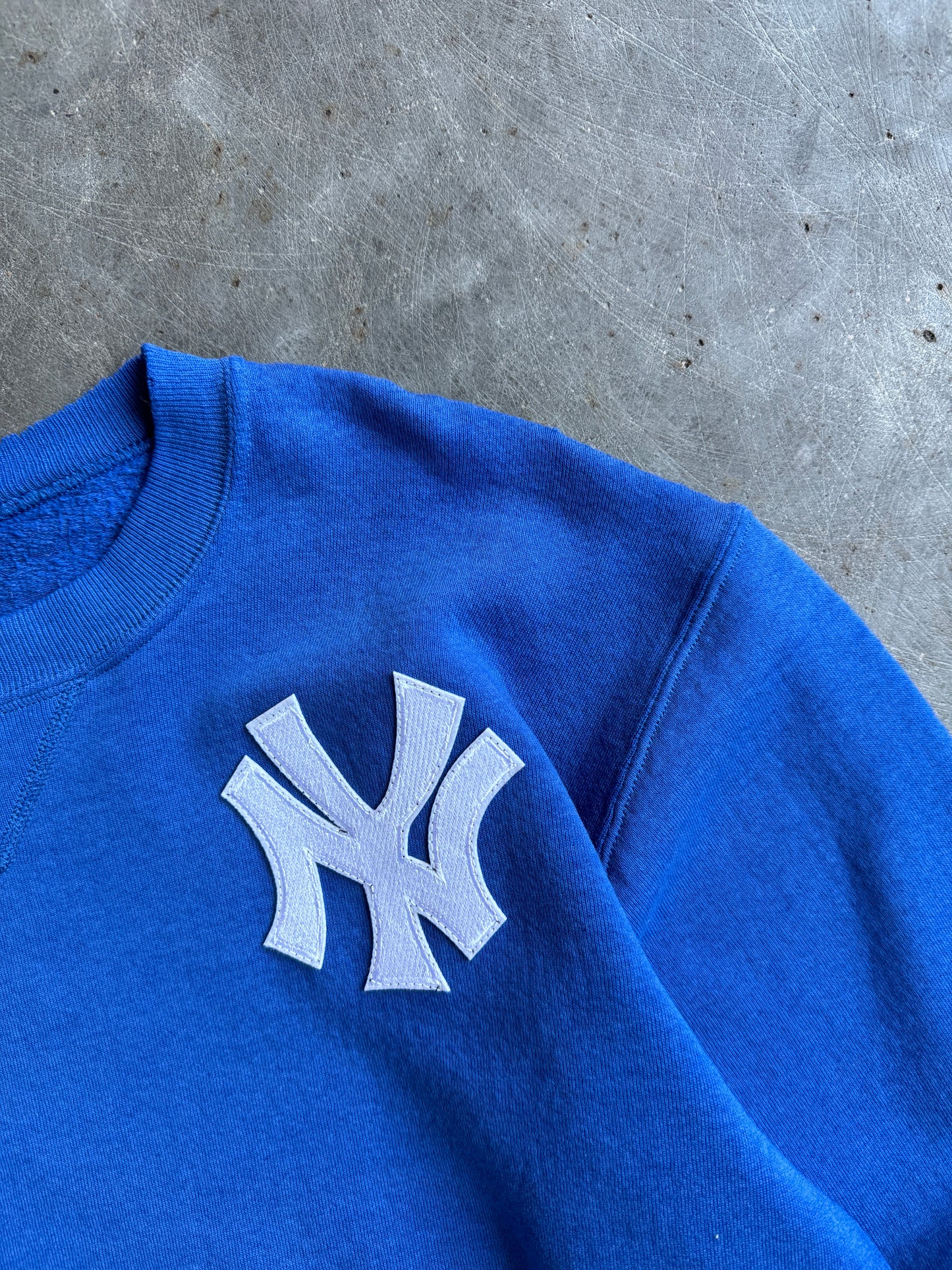 Vintage Blue Yankees Russell Crew - L