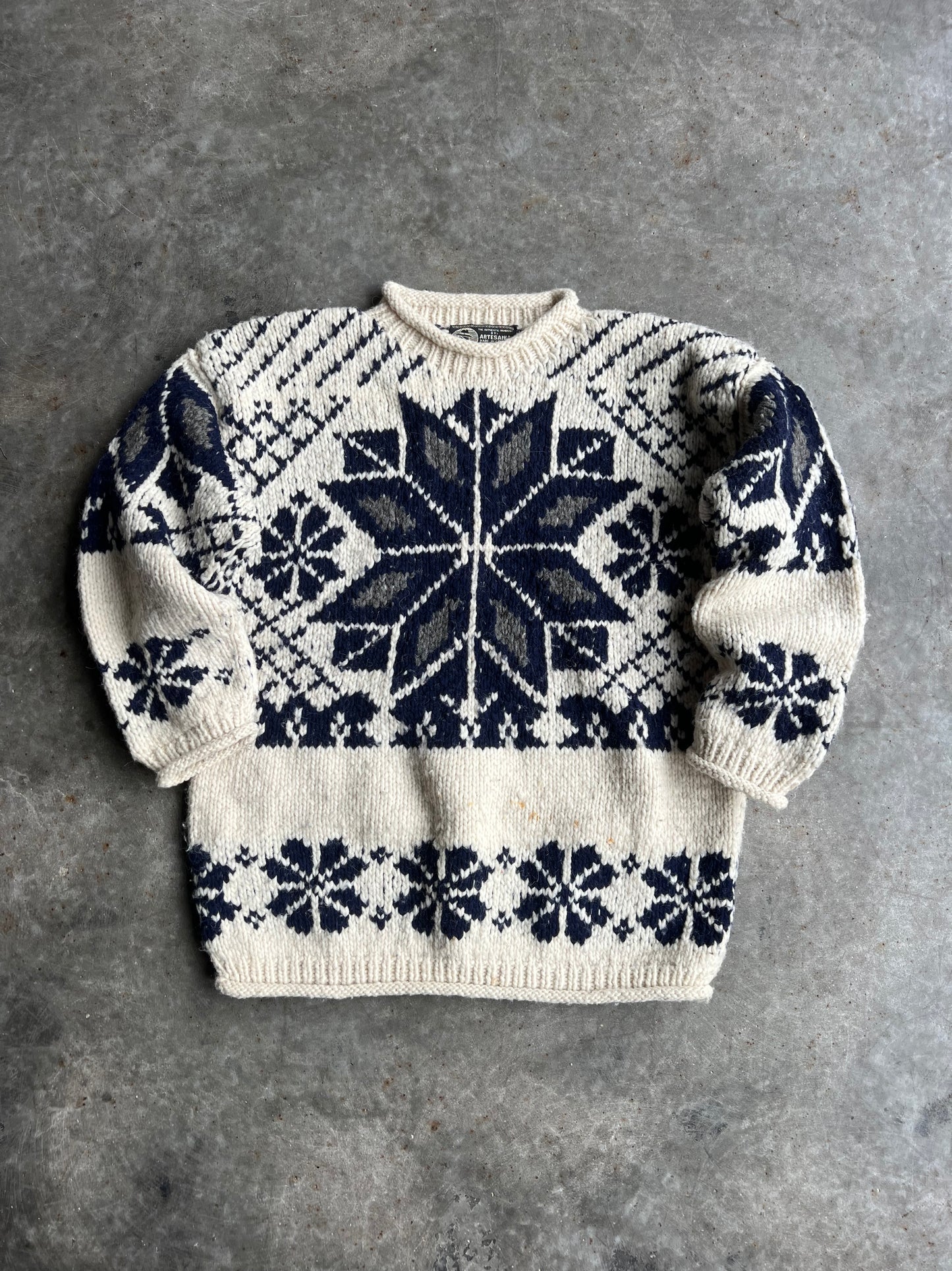 Vintage Artesania Chunky Patterned Sweater - XL