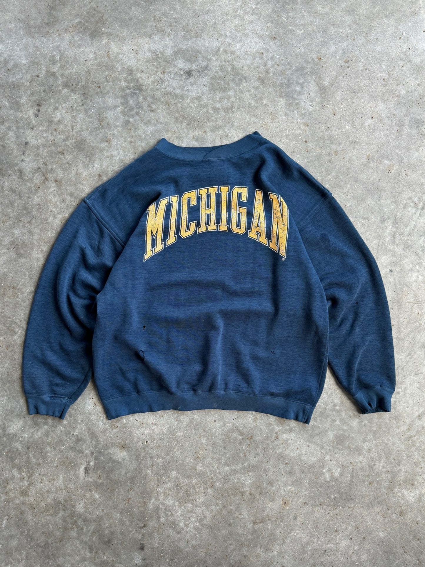 Vintage Faded & Distressed Michigan Crew - XL