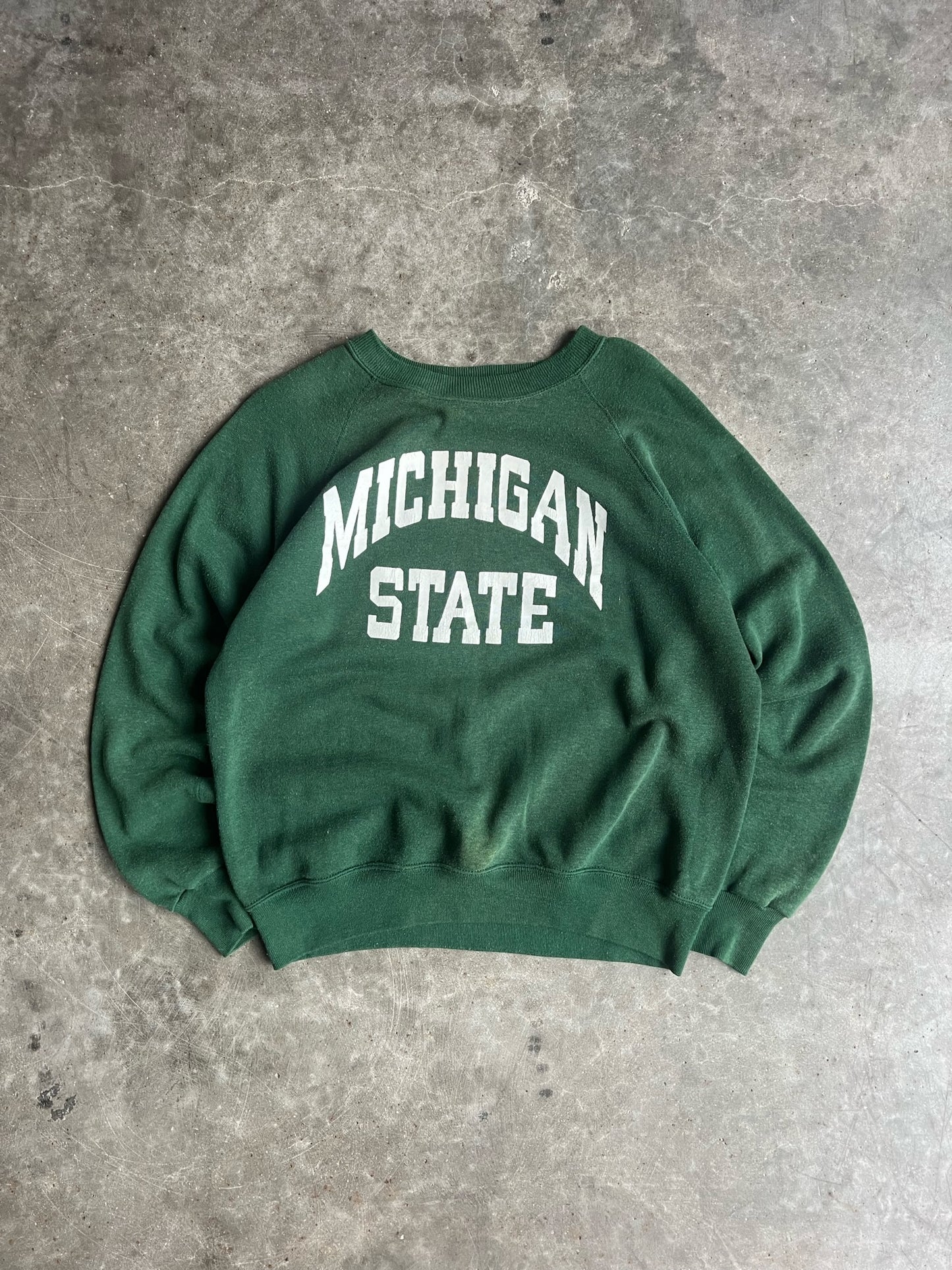 Vintage Michigan State Green Crew - L