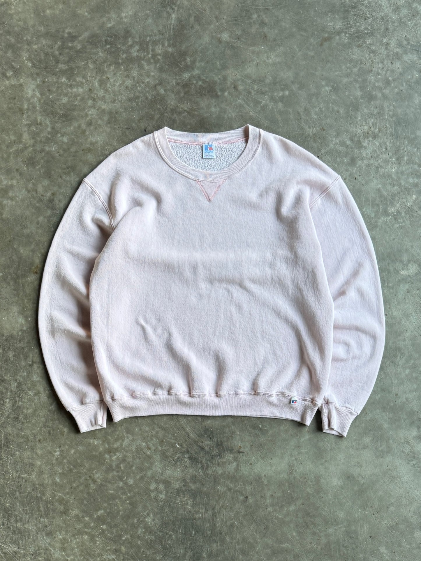 Vintage Light Pink Blank Russell Crew - XL