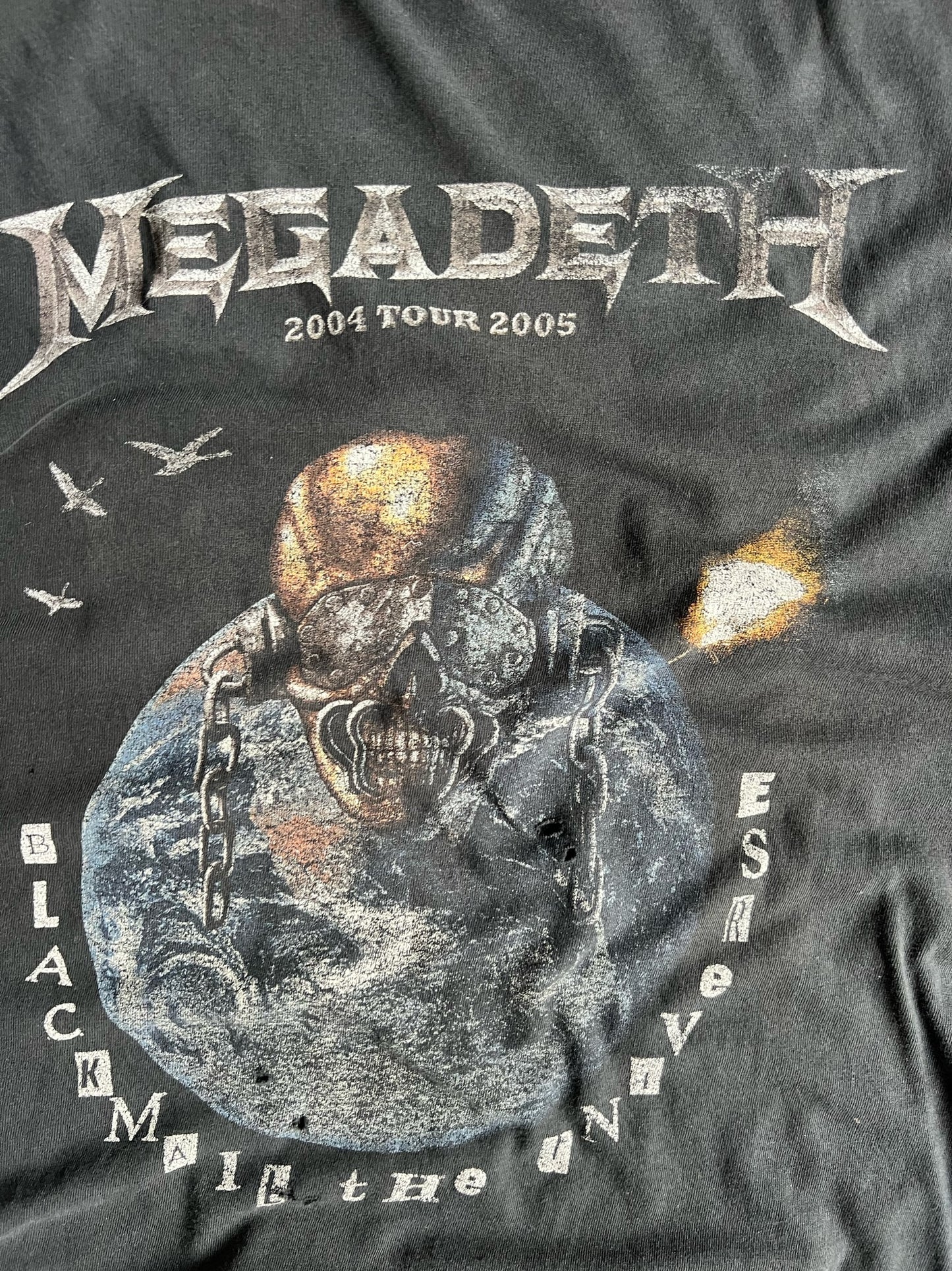 Vintage Distressed Faded Black Megadeth Tour Shirt - XL