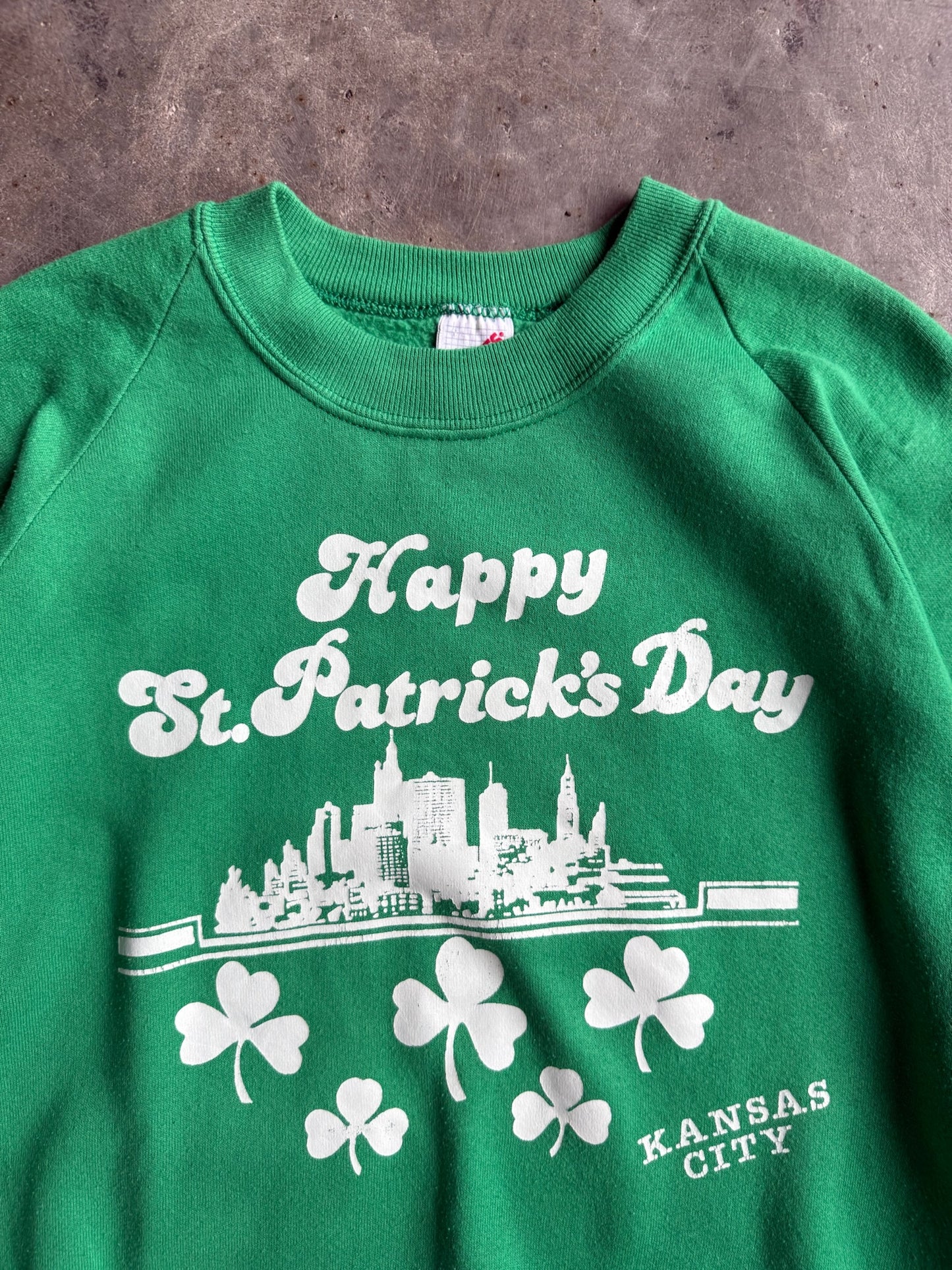 Vintage Green Happy St. Patrick’s Day Kansas City Crew  - XL