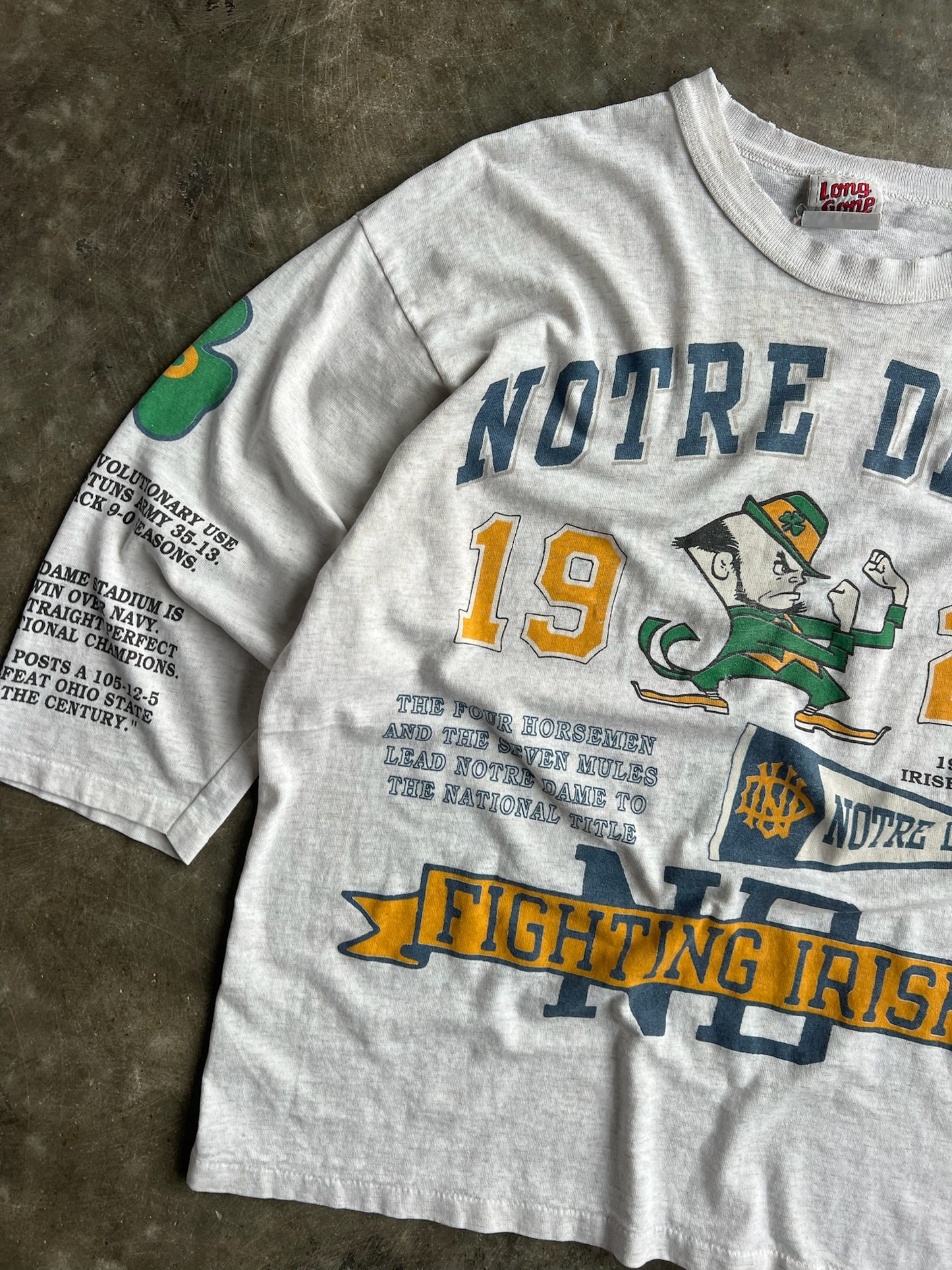 Vintage Notre Dame Fighting Irish Single Stitch Long Gone Shirt - XL