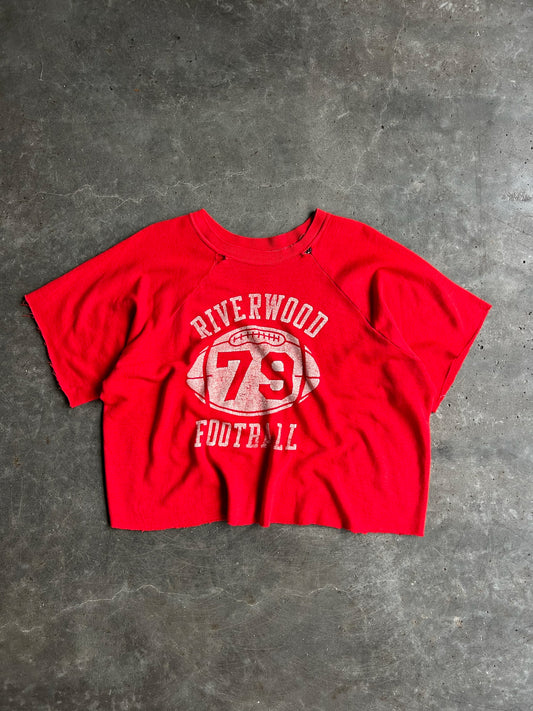 Vintage Red Cropped Riverwood Football Shirt - L