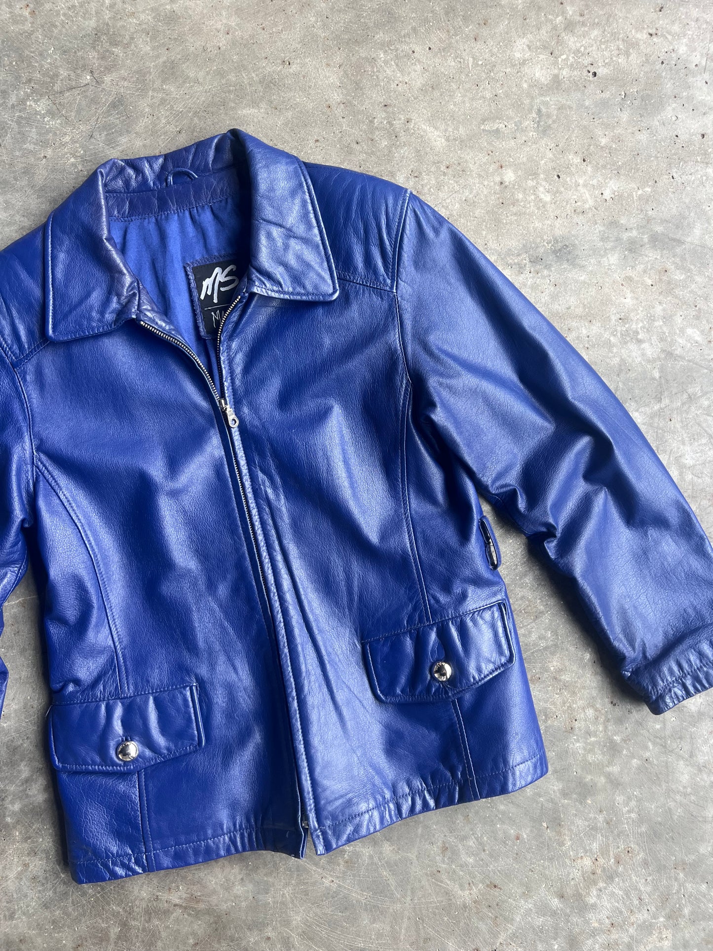 Vintage Maxima Royal Blue Leather Jacket - M