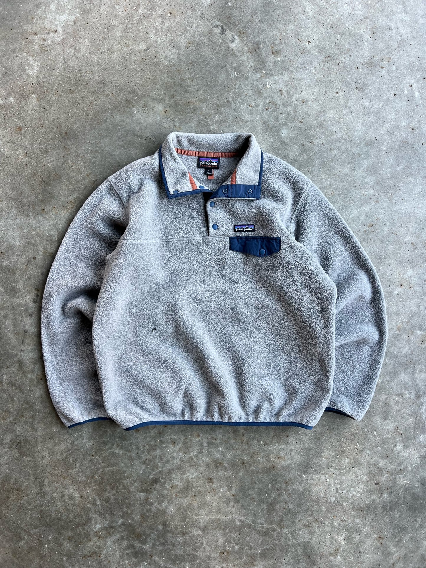 Vintage Grey Fleece Patagonia T Snap - L