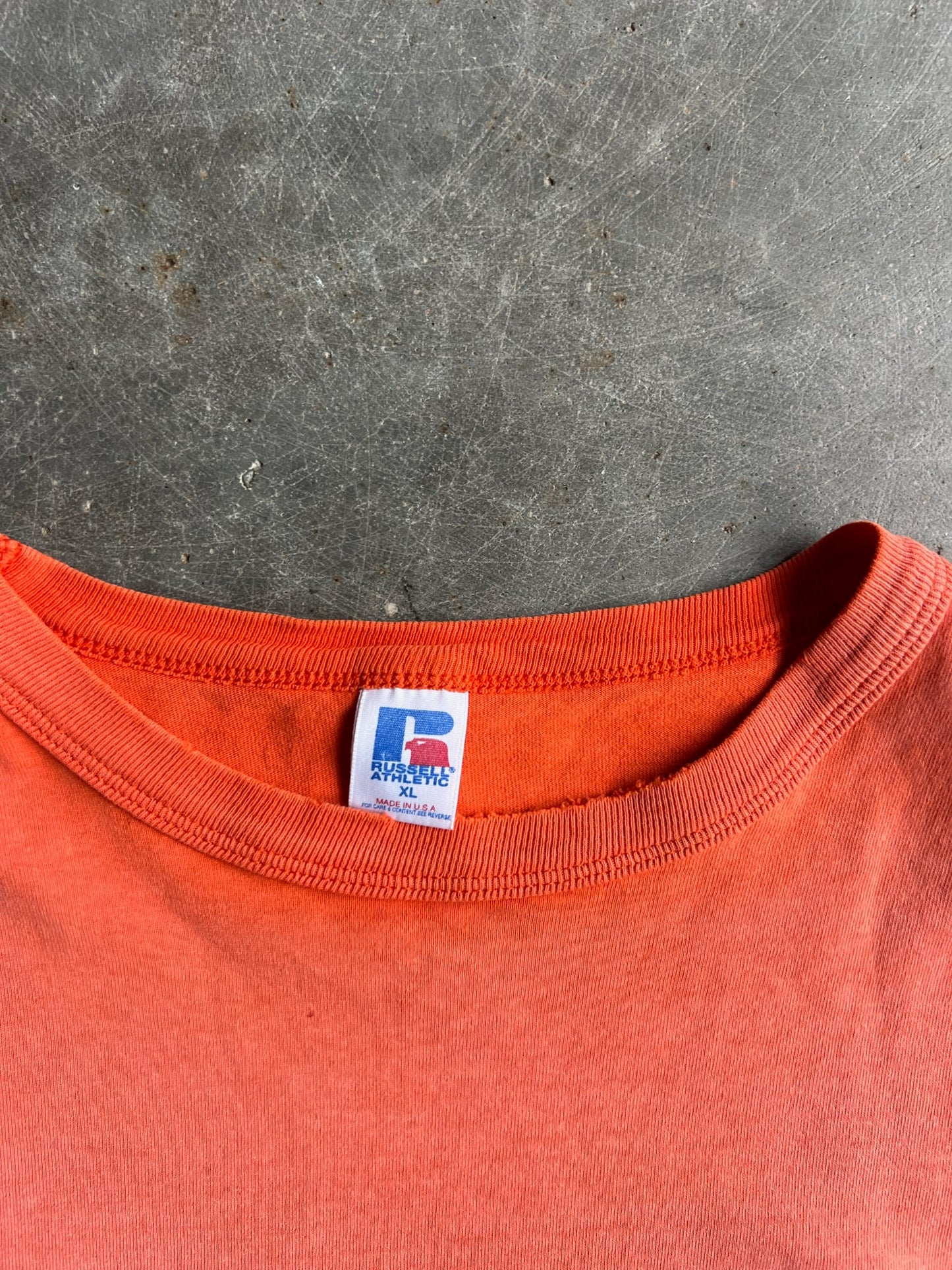 Vintage Faded Orange Cropped Russell Shirt - XL