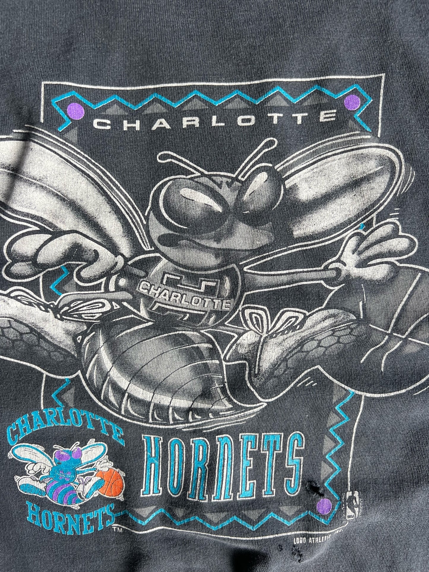 Vintage Black Charlotte Hornets Baby Tee - Youth M