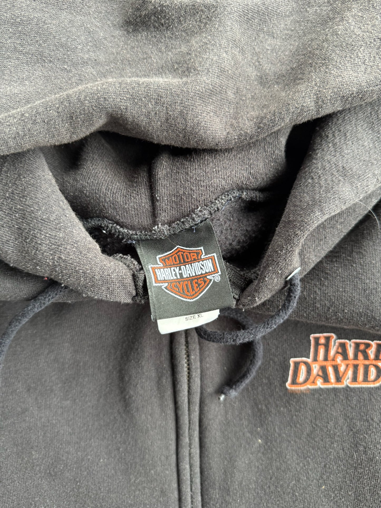 Vintage Black Harley Davidson Zip Up Hoodie - XL