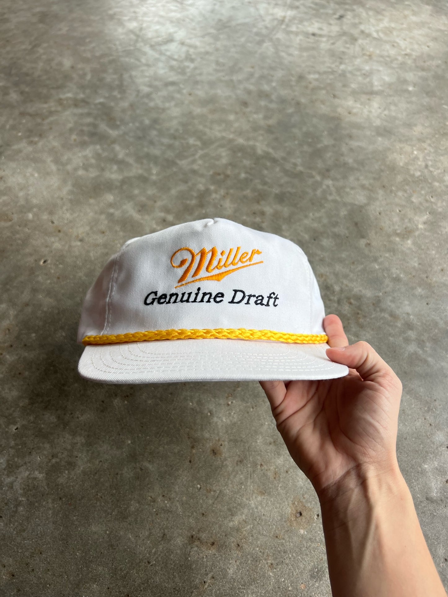 Vintage White Miller Genuine Draft Strapback Hat