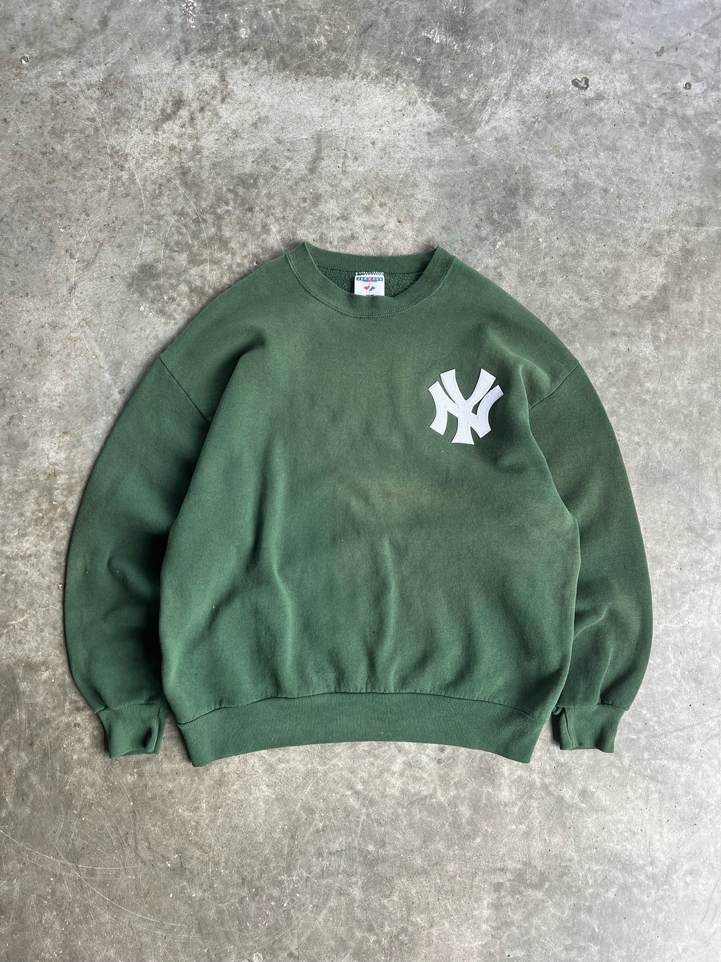 Vintage Green Jerzees Yankees Crew - XL