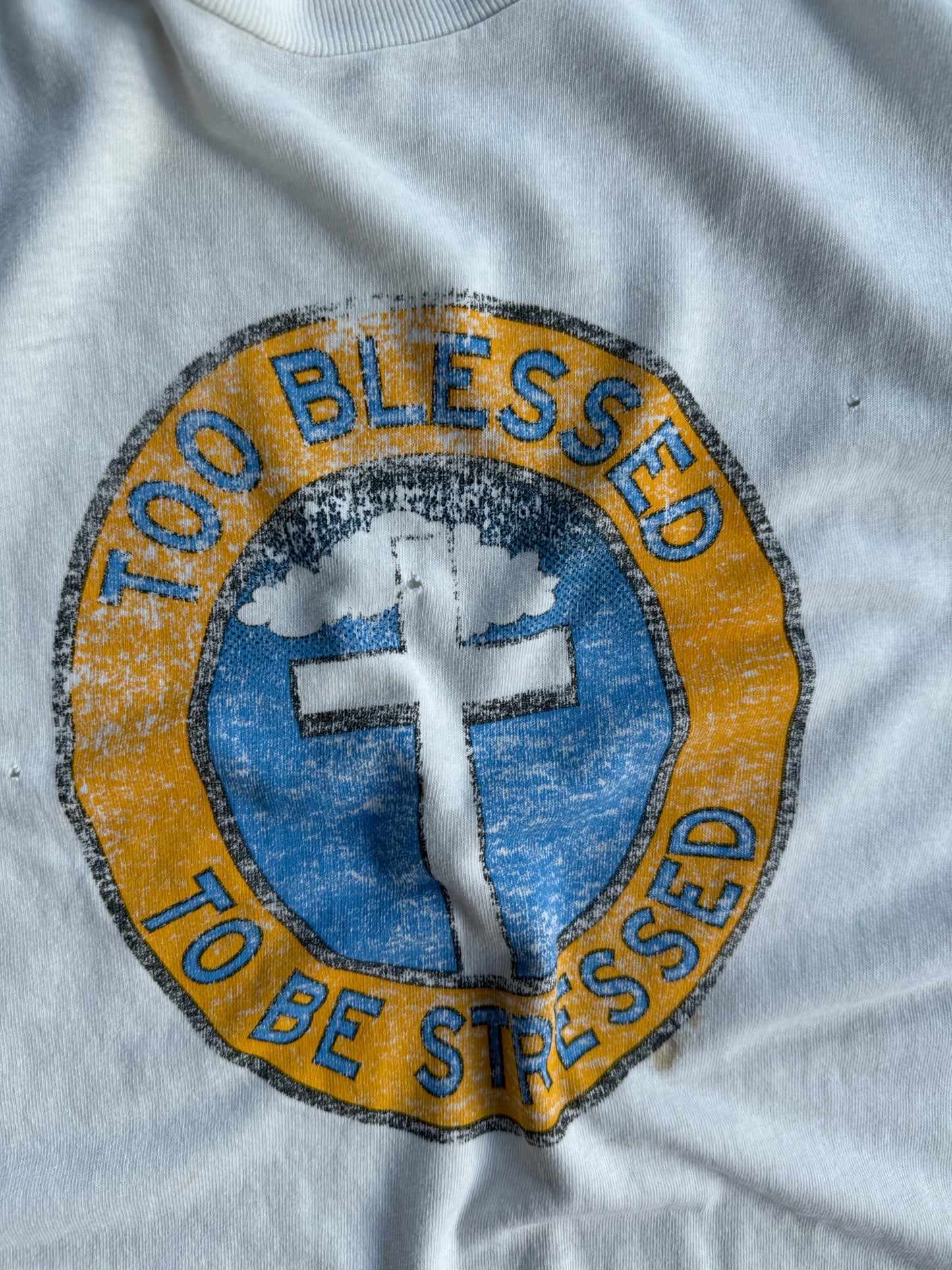 Vintage Faded Too Blessed To Be Stressed Shirt - XL