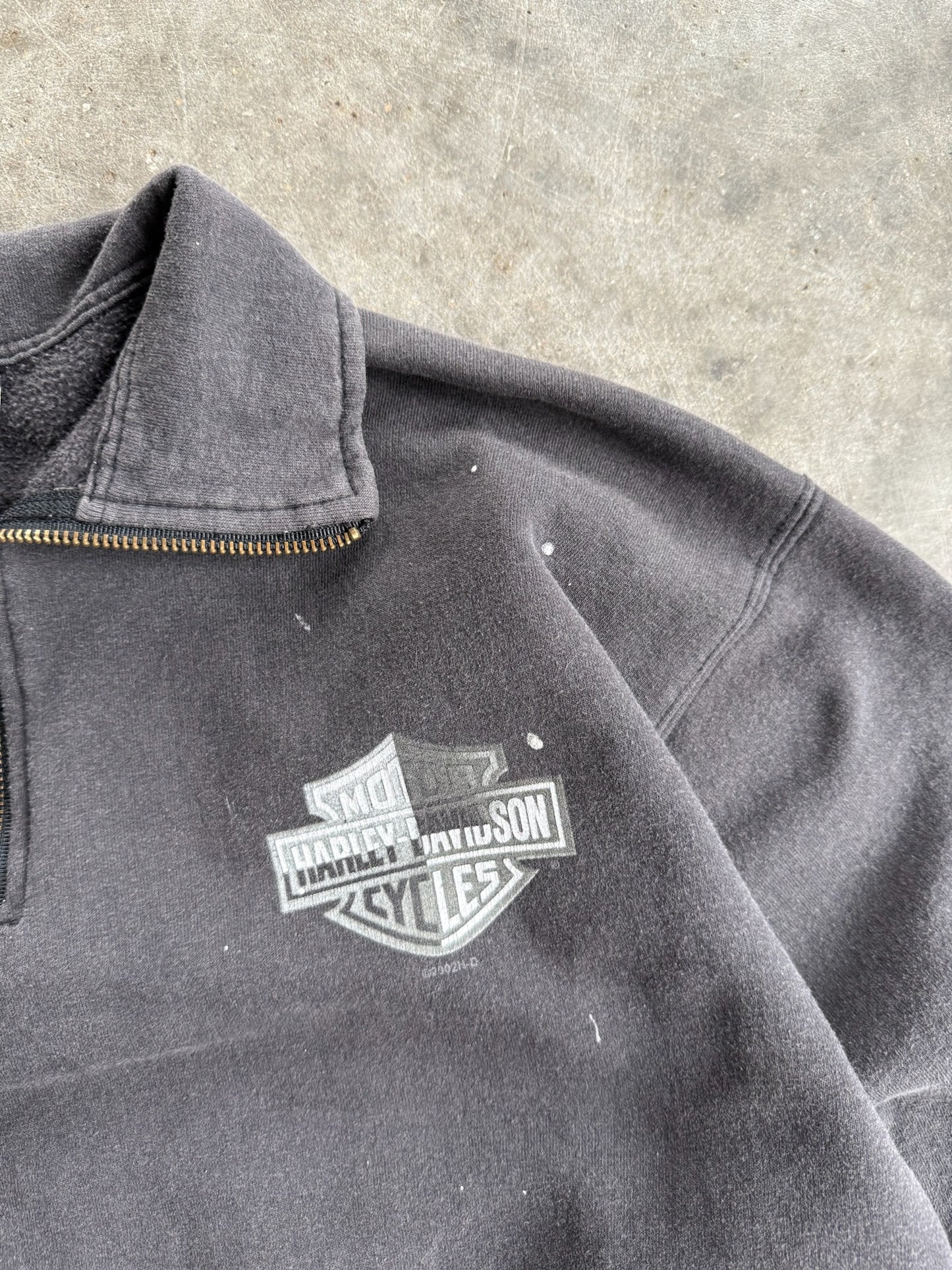 Vintage Charcoal Grey Harley Davidson Quarter Zip - L