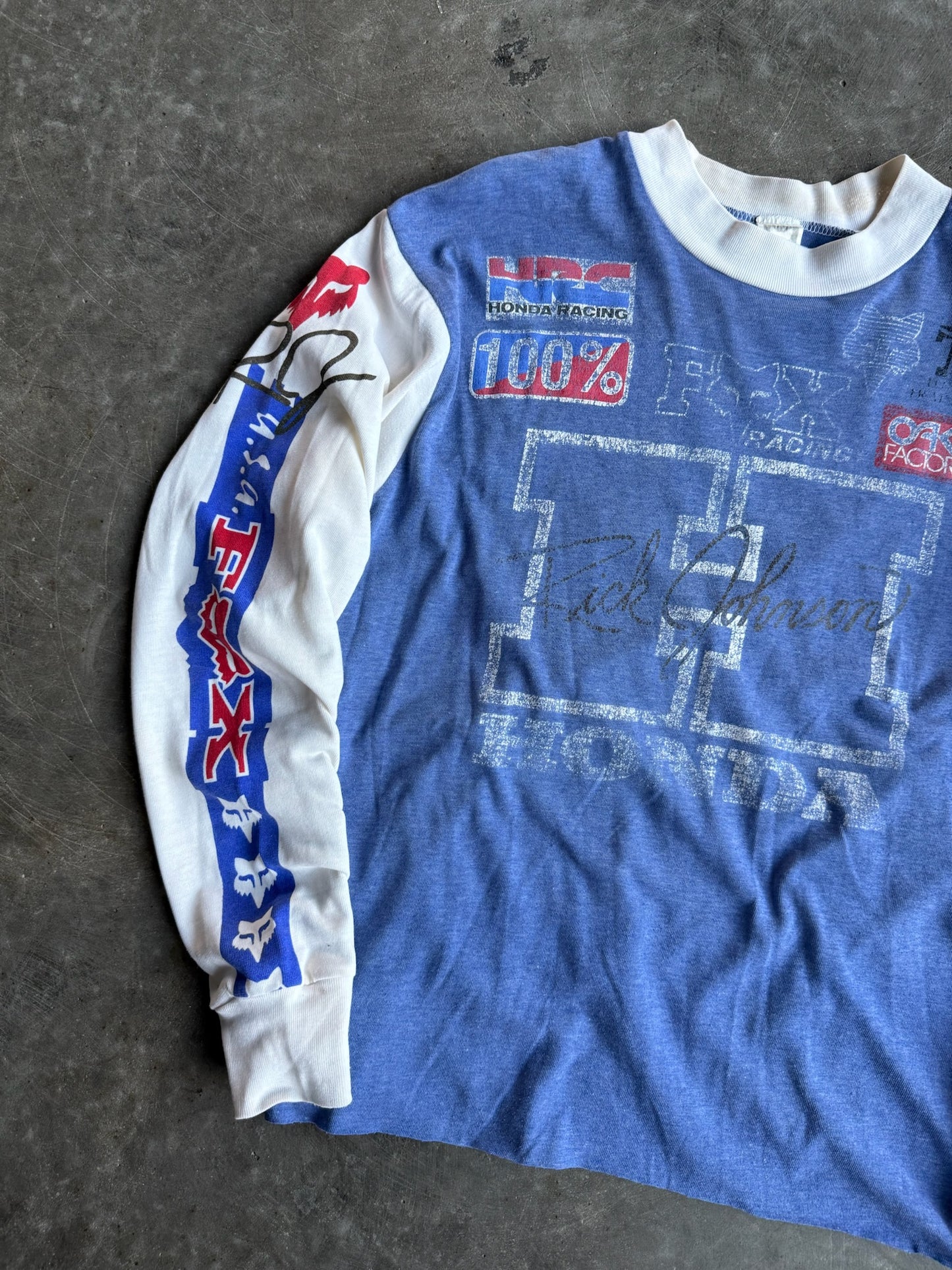 Faded Cropped Rick Johnson Fox Racing Honda Long Sleeve Jersey - L