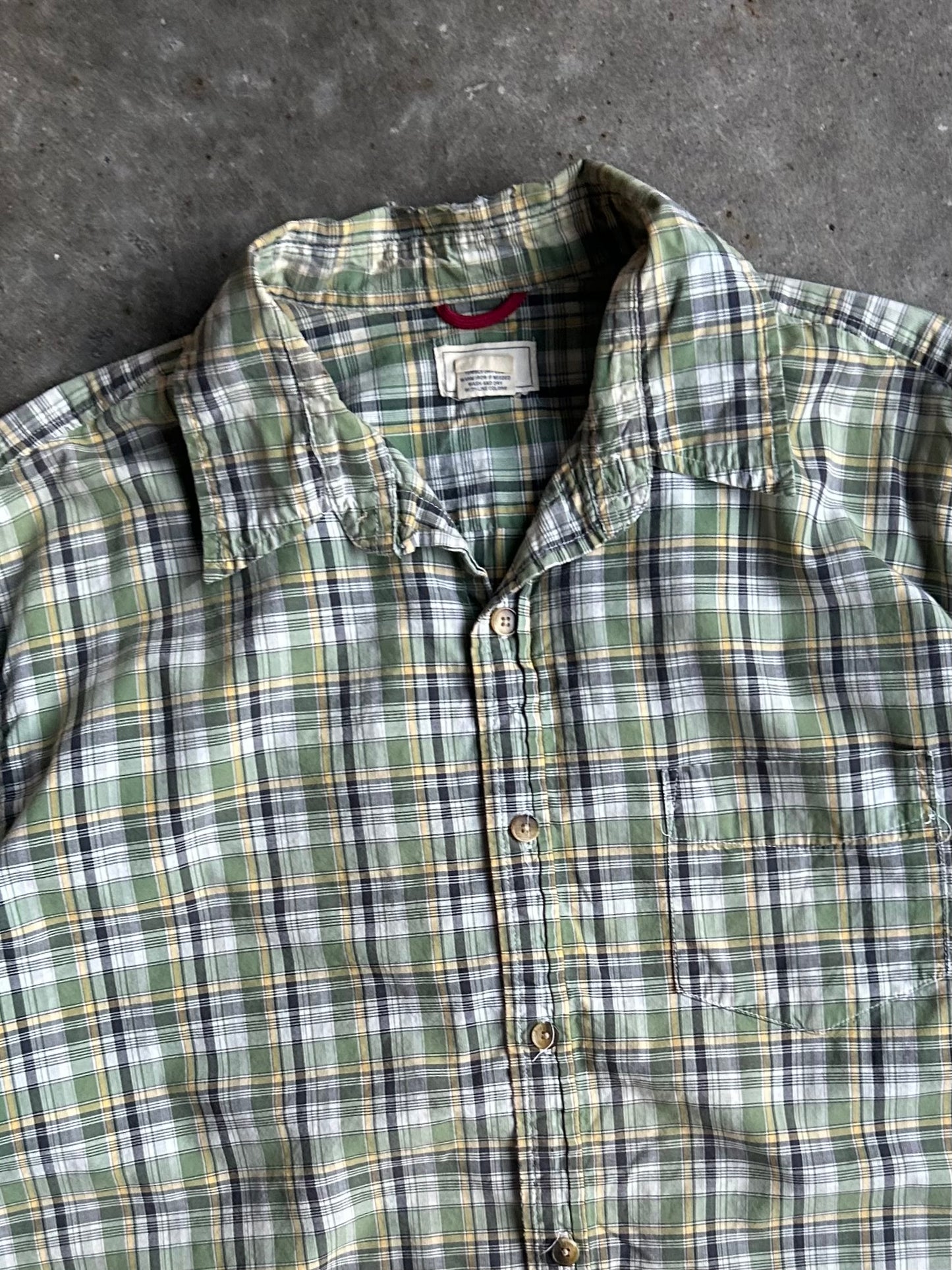 Dockers Green Cropped Plaid Button-Up - XL