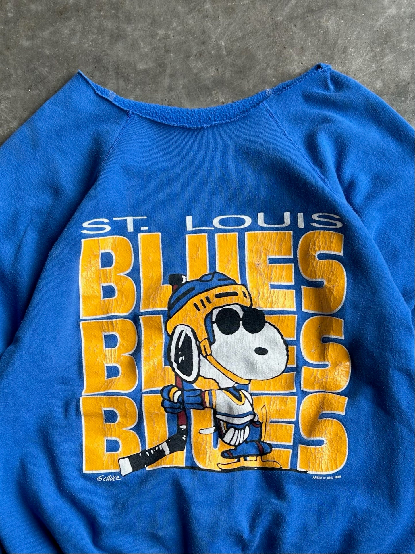 Vintage St. Louis Blues Snoopy Off The Shoulder Crew - L