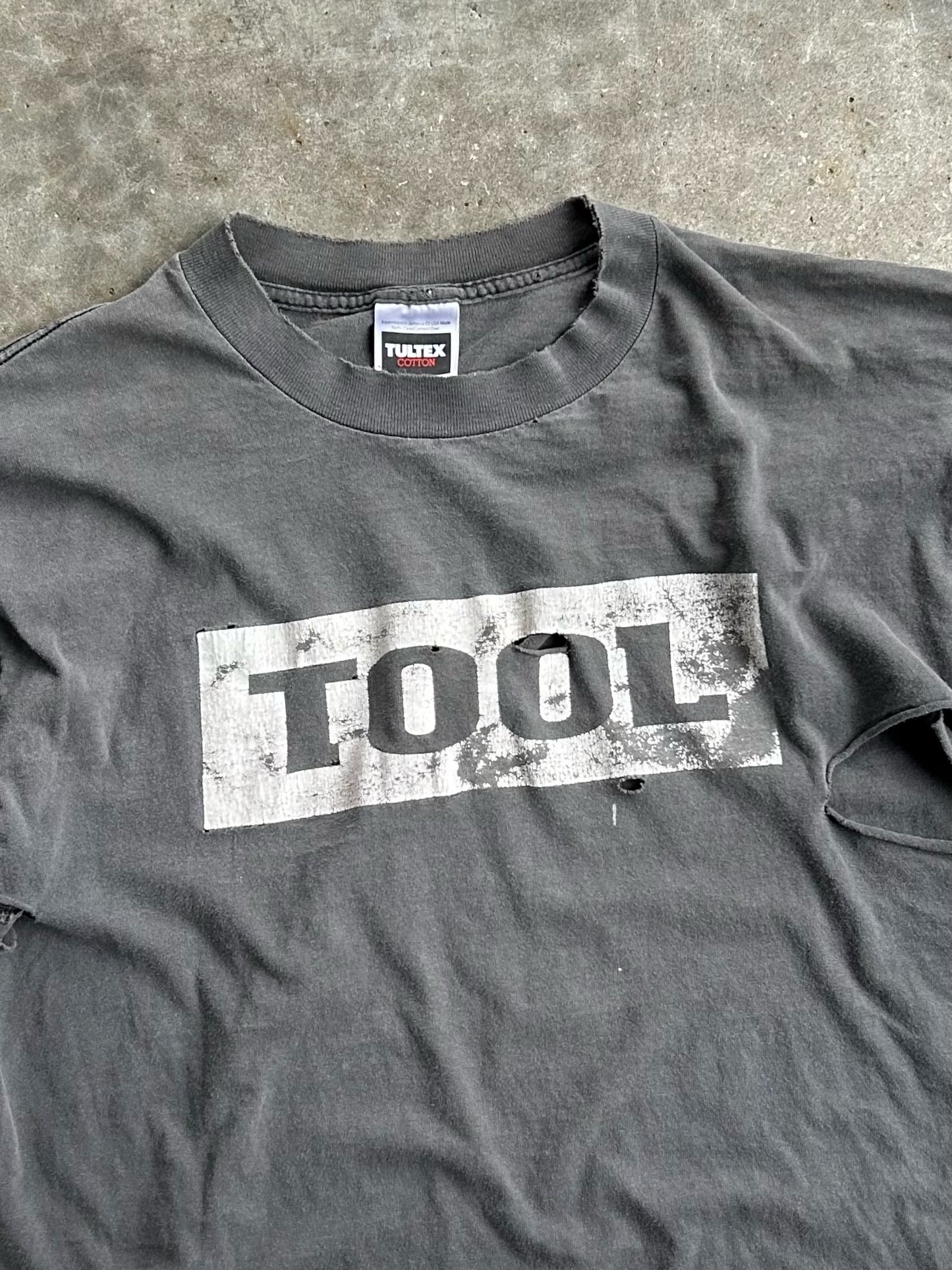 Vintage Grey Distressed Tultex Tool Tee - XL