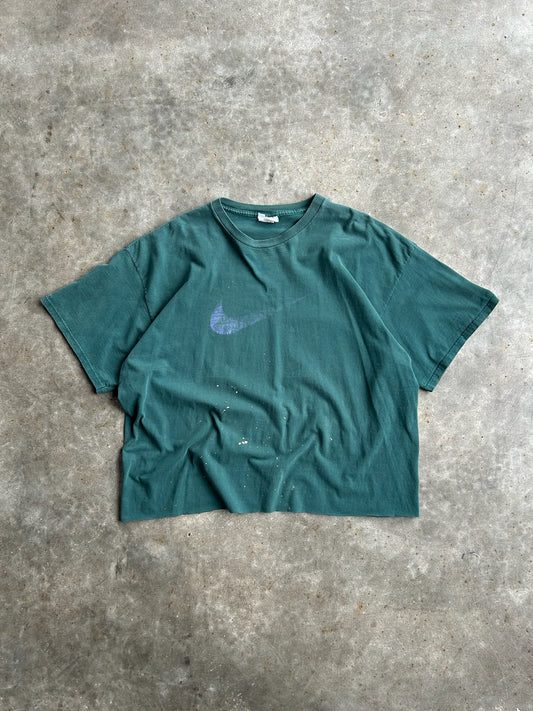 Vintage Green Nike Distressed Cropped Tee - XL