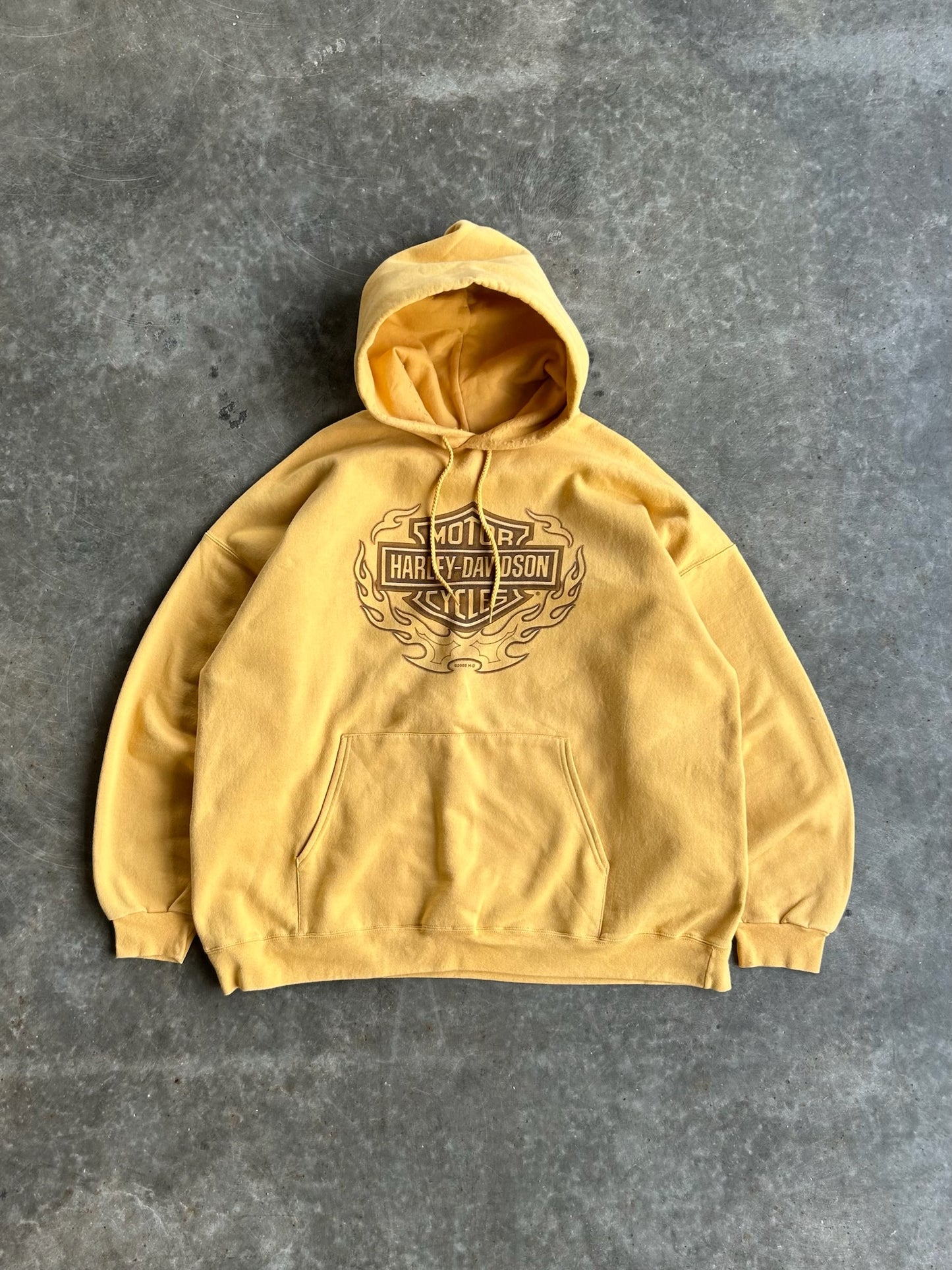 Vintage Yellow Harley Davidson Hoodie - XXL