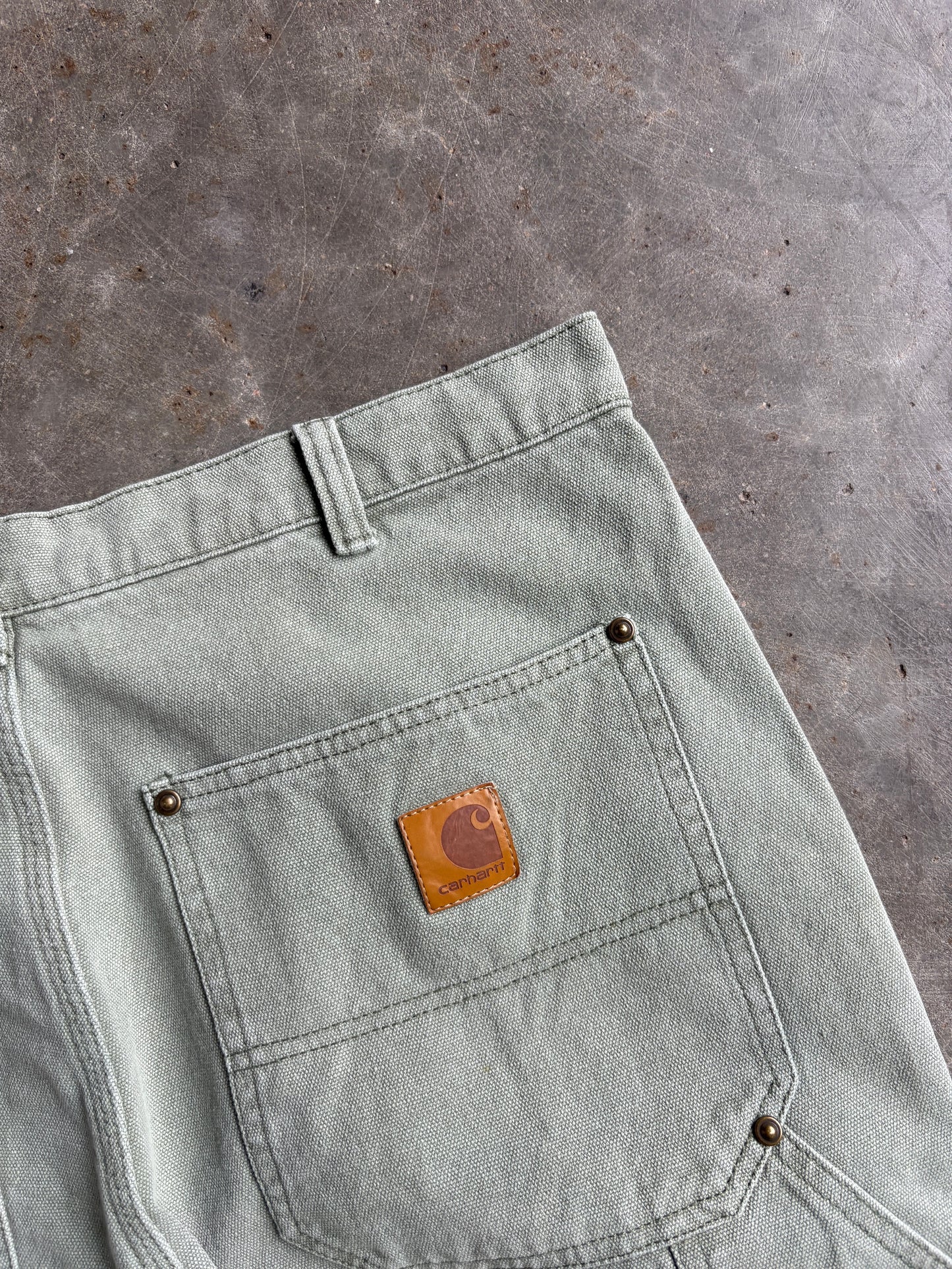 Vintage Sage Green Double Knee Carhartt Carpenter Pants - 34