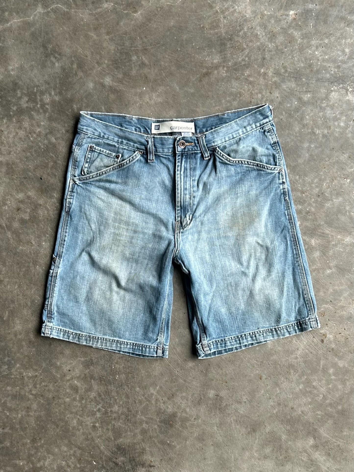 Vintage Faded Gap Carpenter Denim Shorts - 36