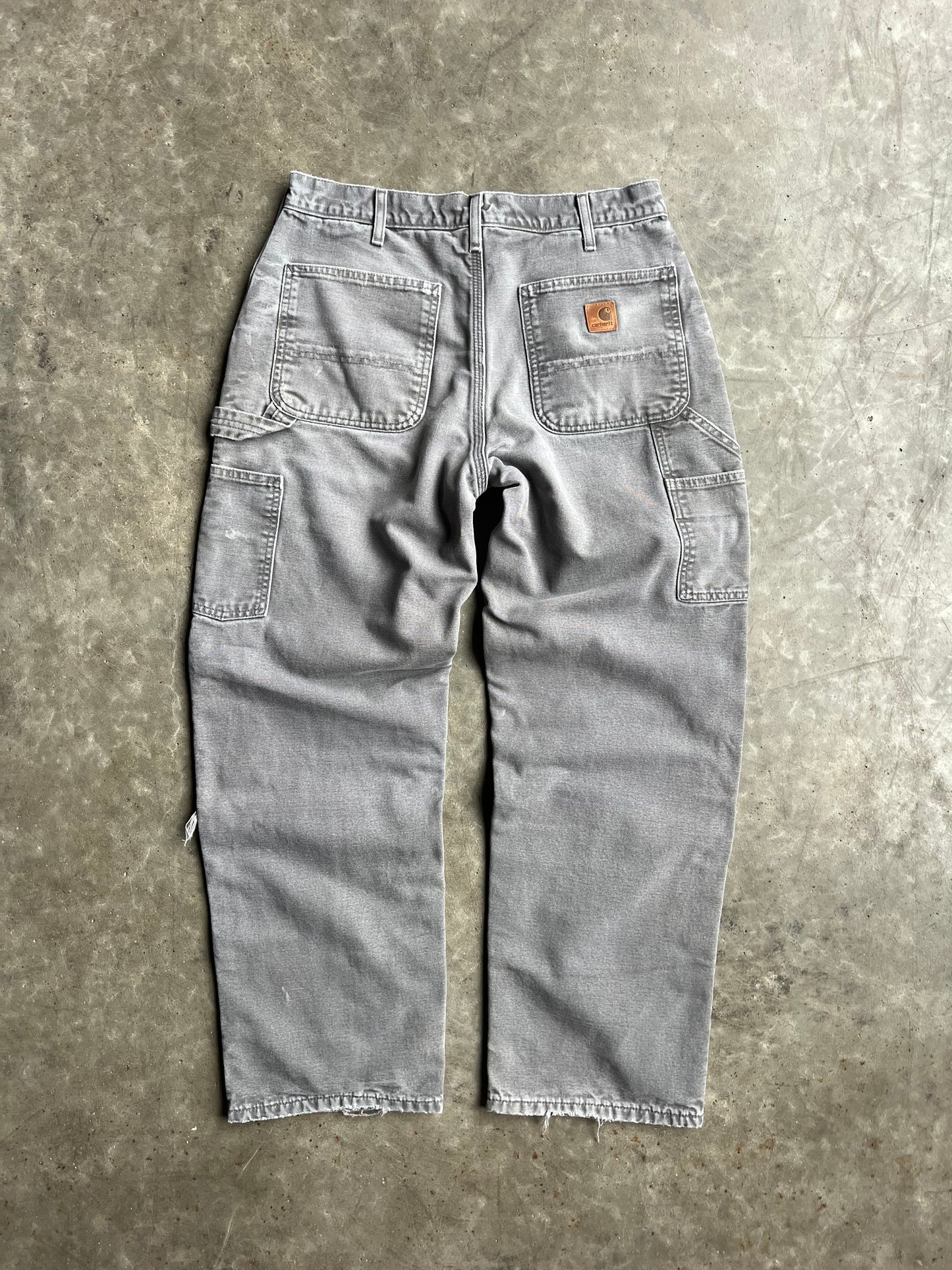 Vintage Faded Grey Distressed Carhartt Carpenter Pants - 32