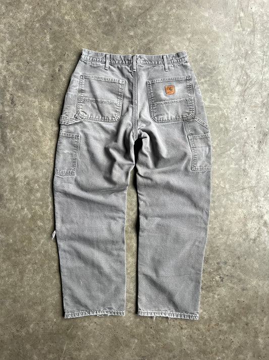 Vintage Faded Grey Distressed Carhartt Carpenter Pants - 32