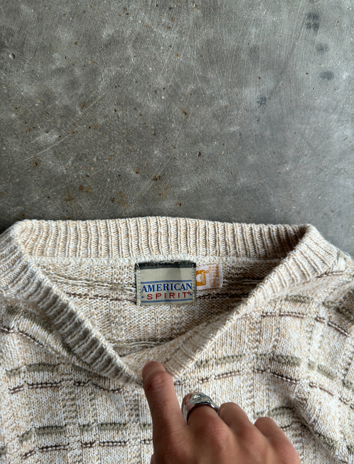 Vintage American Spirit Cream Sweater - XL