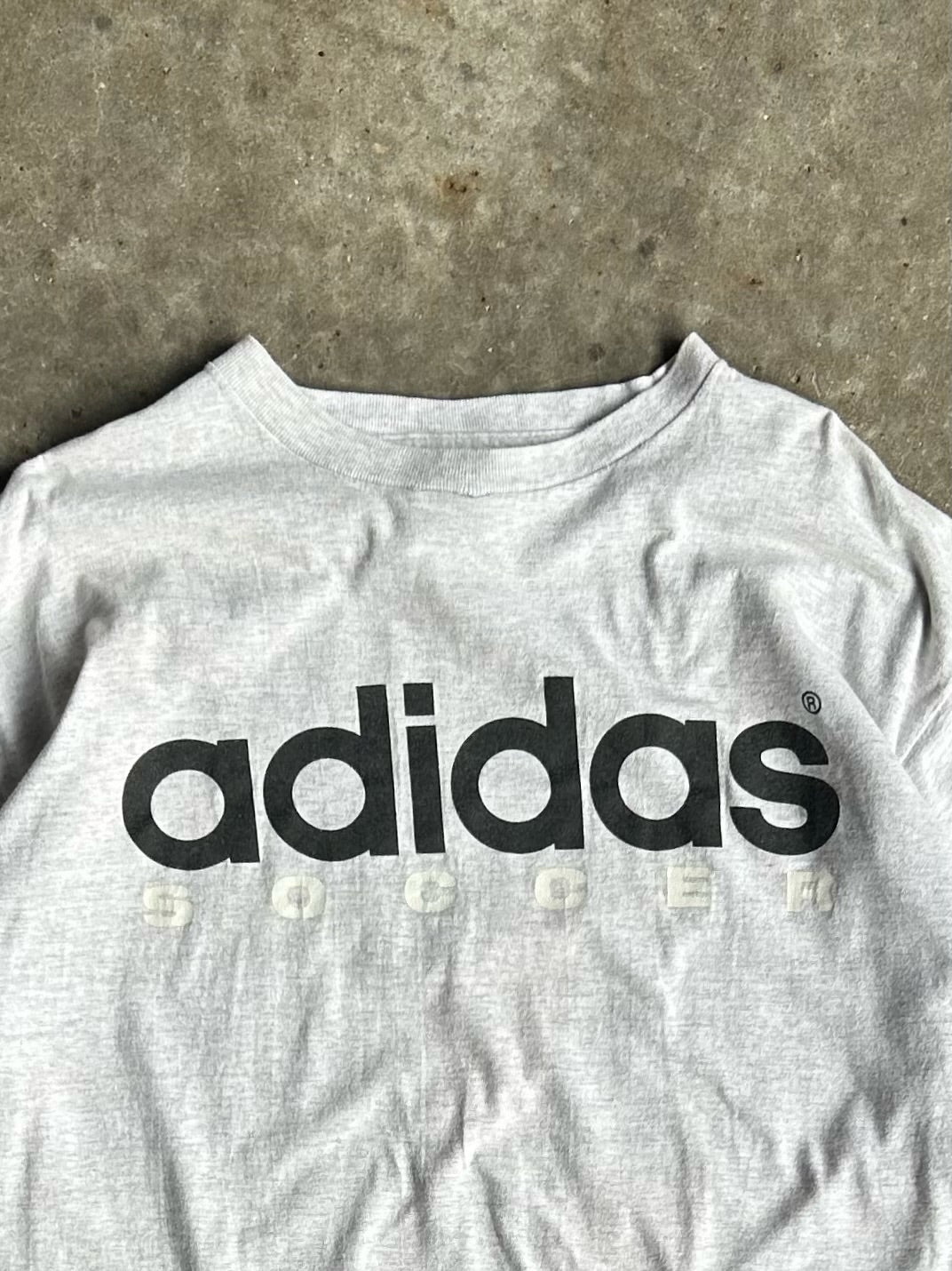 Vintage Light Grey Adidas Soccer Shirt - XL