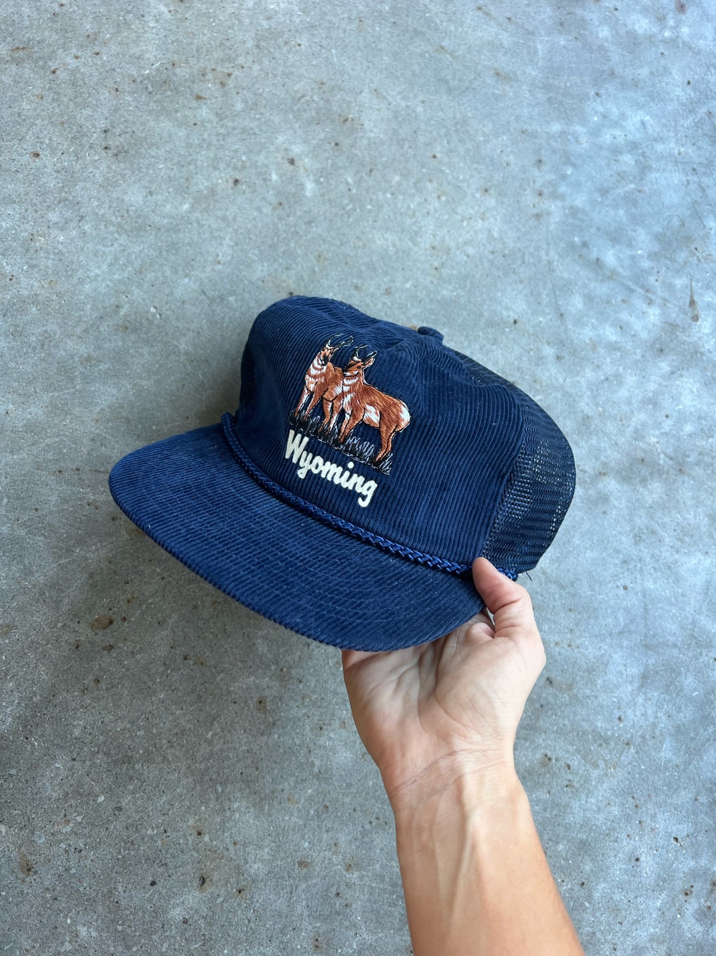 Vintage Navy Corduroy Wyoming Trucker Hat