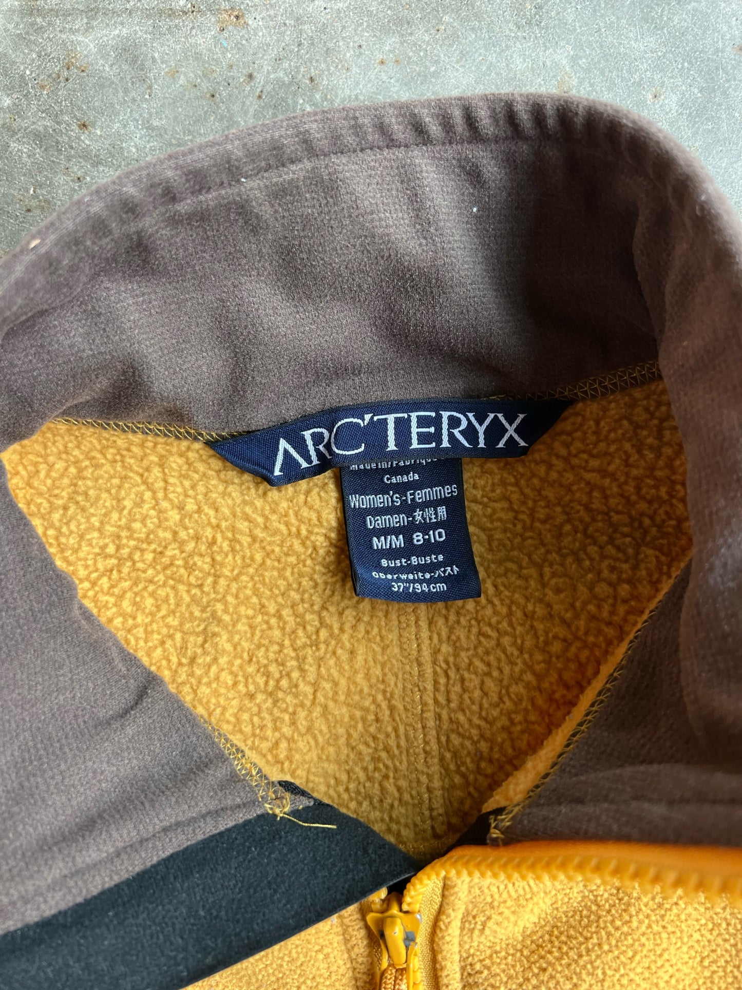 Mustard Yellow Fleece Arcteryx Fleece Zip Up - M