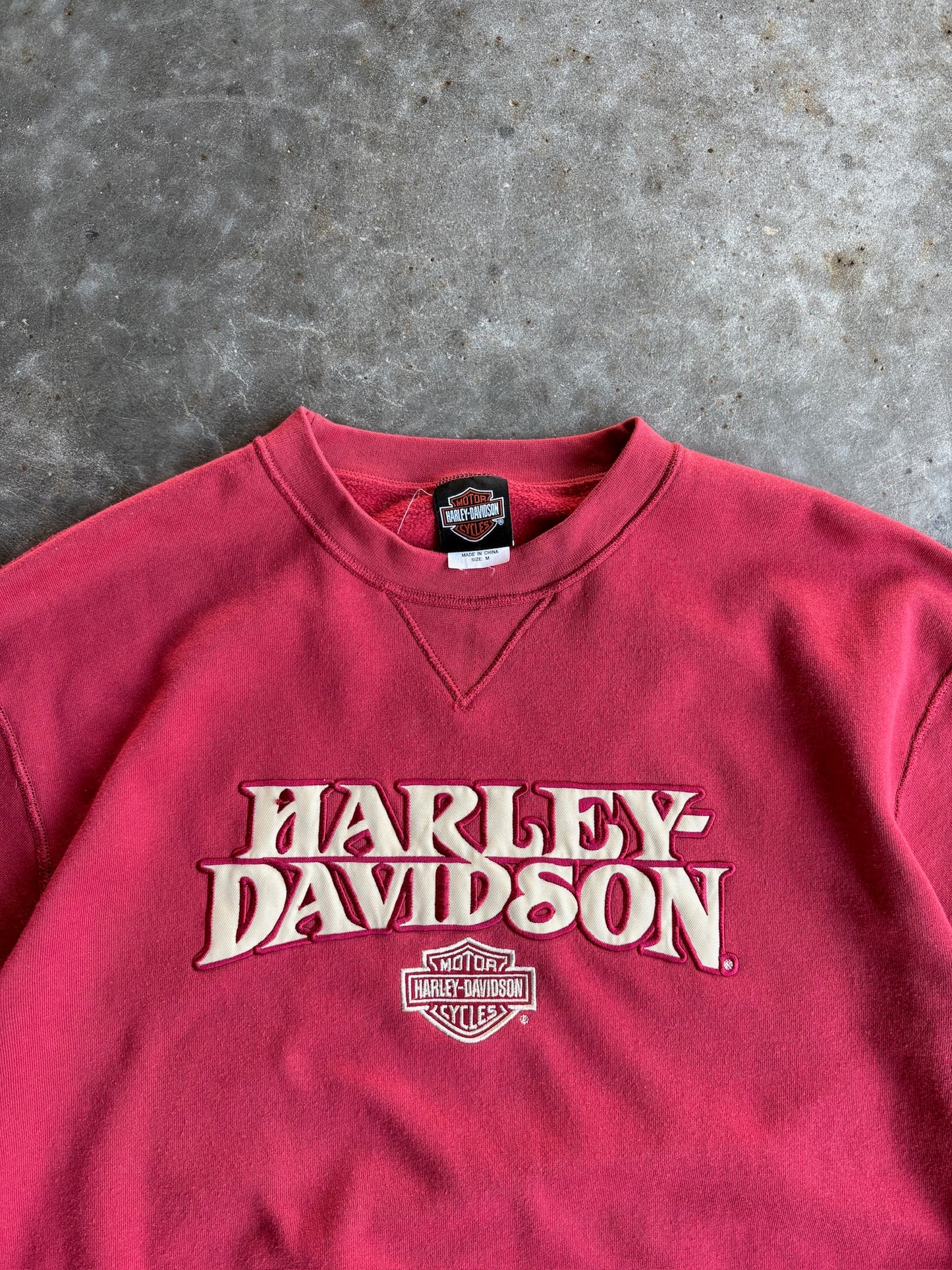 Vintage Red Harley Davidson Crew - M