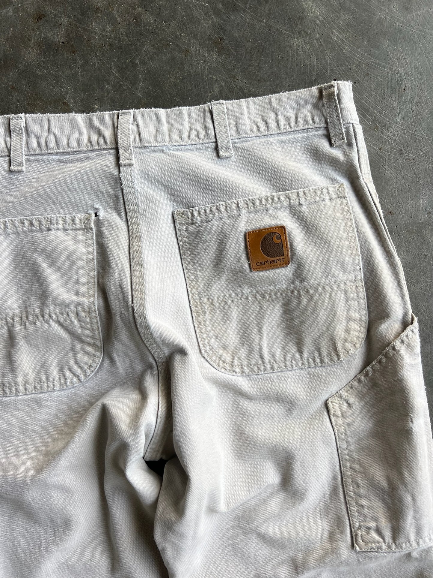 Vintage Cream Distressed Carhartt Carpenter Pants - 34