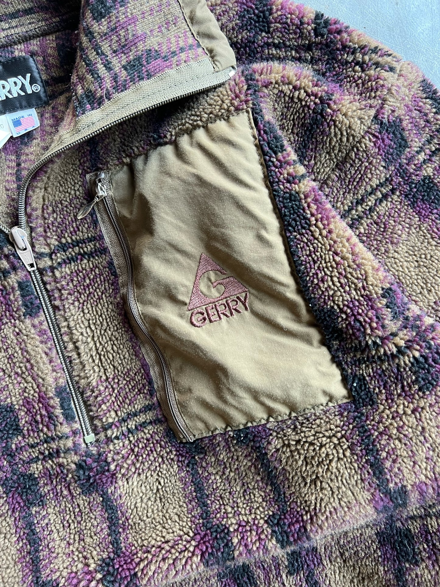 Vintage Plaid Gerry Fleece Quarter Zip - S