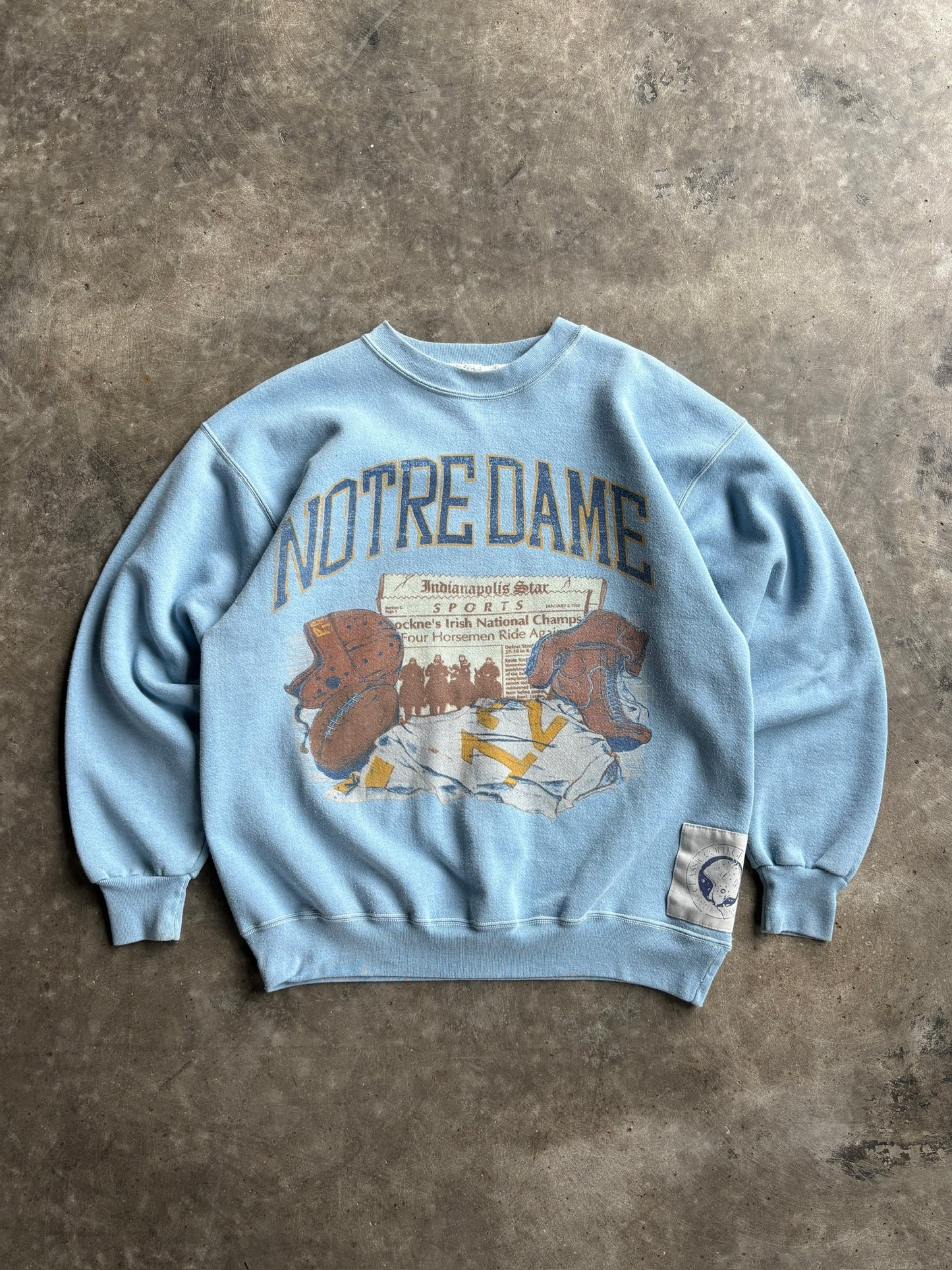 Vintage Baby Blue Notre Dame Sports Crew - XL