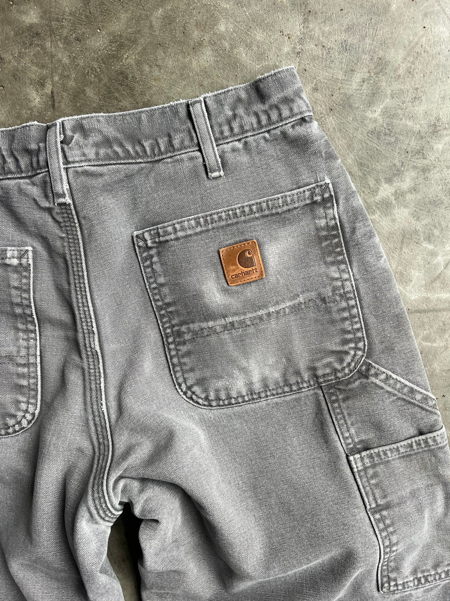 Vintage Faded Grey Distressed Carhartt Carpenter Pants - 32