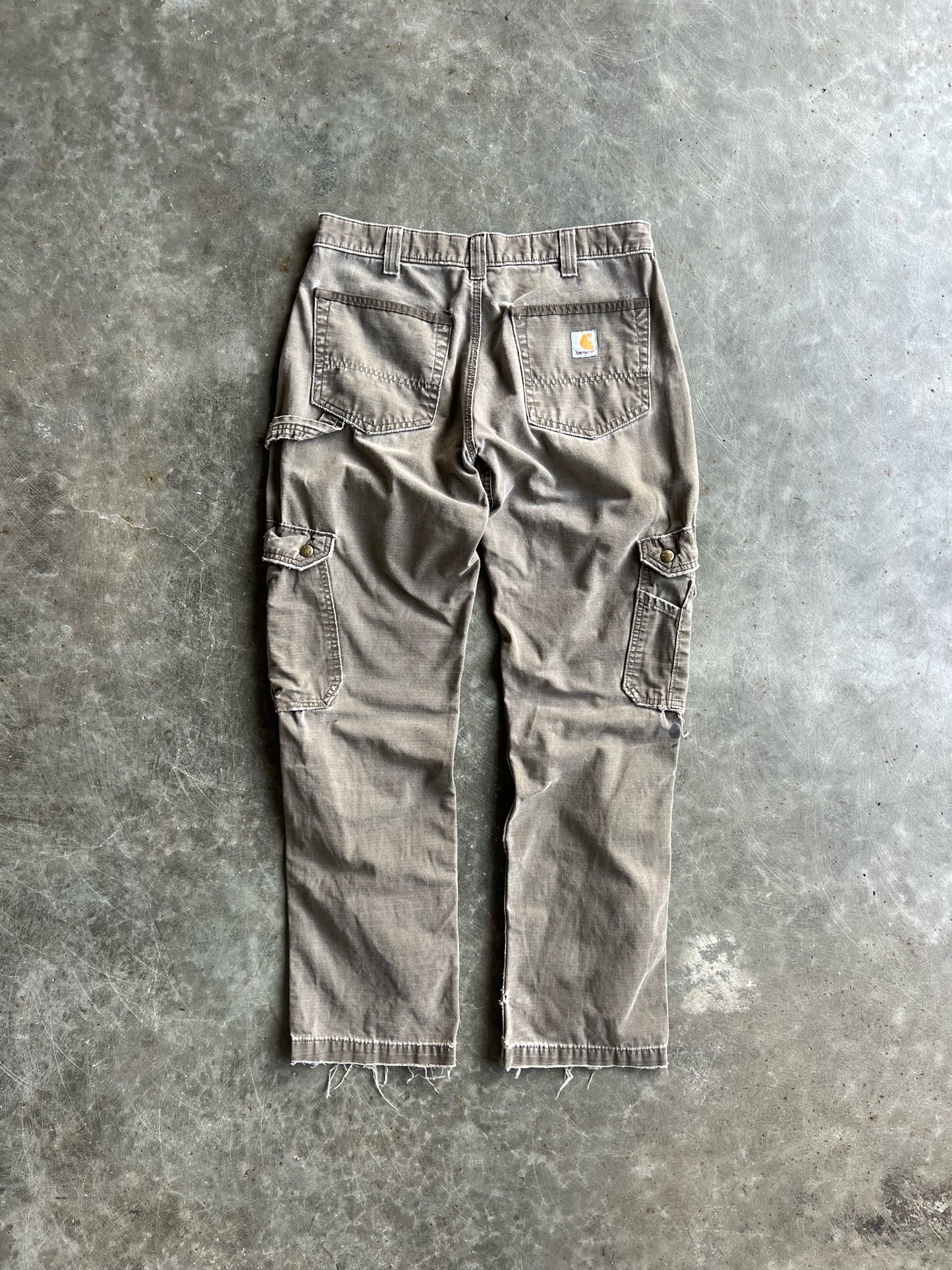 Vintage Faded Brown Distressed Carhartt Double Knee Pants - 33