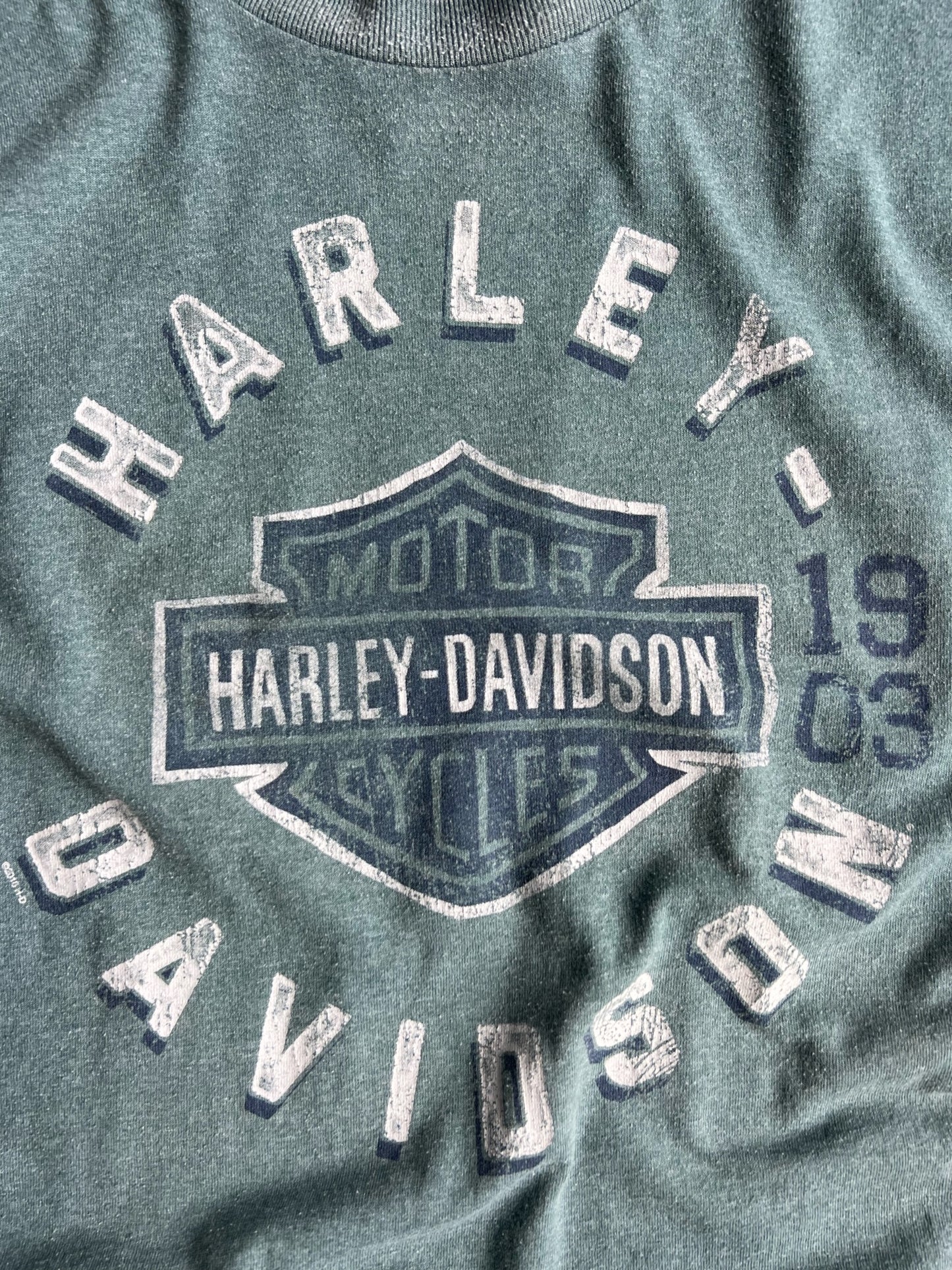 Vintage Faded Teal Harley Davidson Shirt - XXL