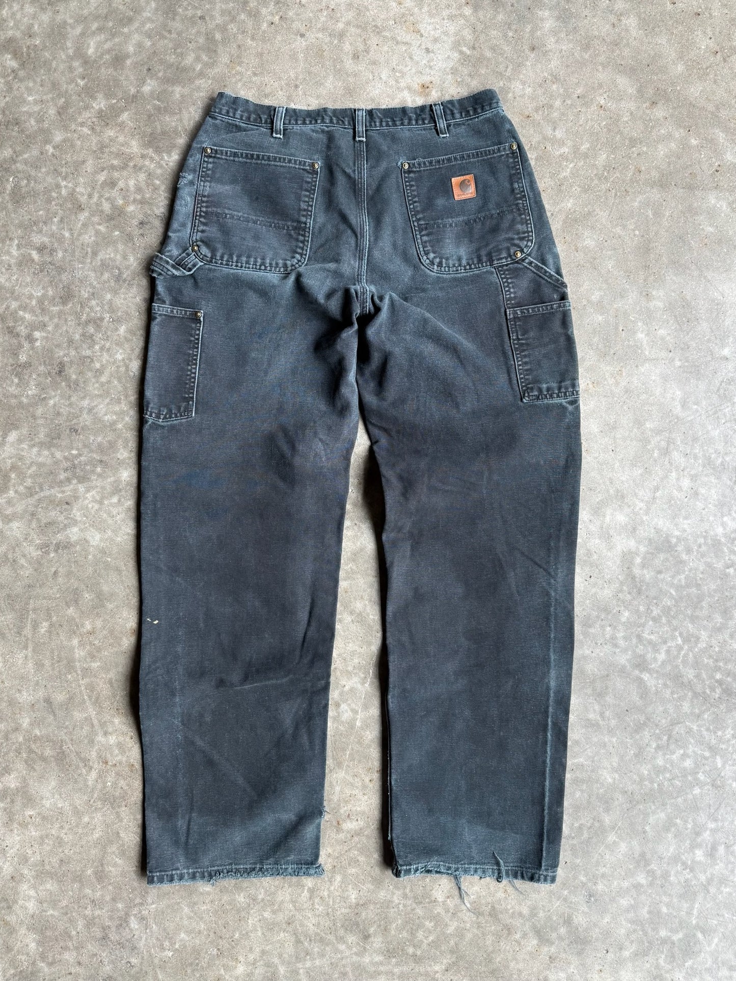 Vintage Black Double Knee Distressed Carhartt Carpenter Pants - 30